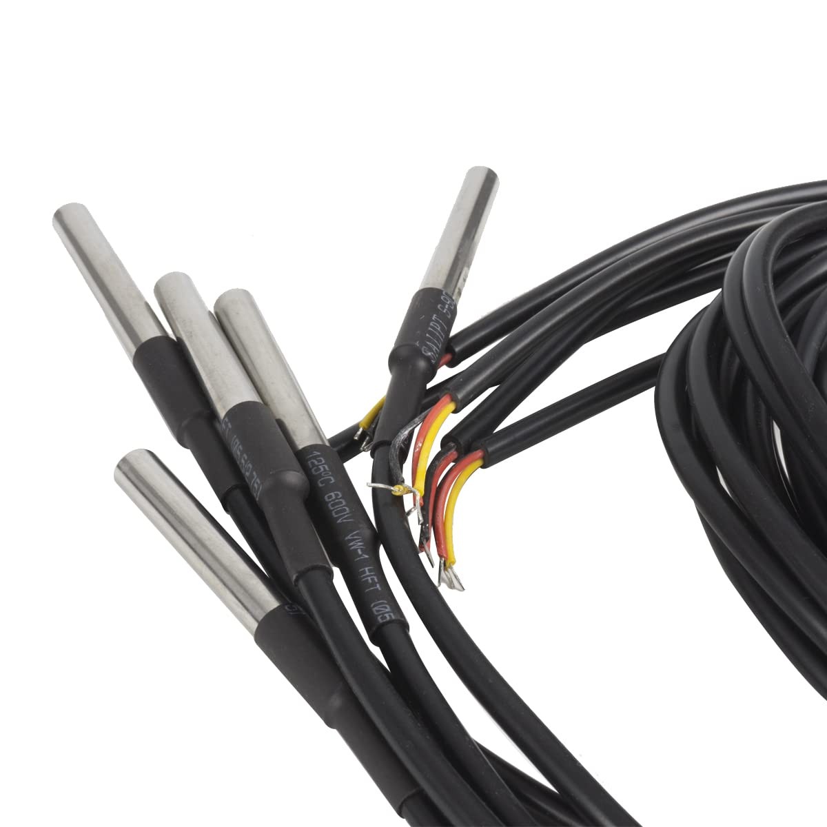 5 PCS DS18B20 Waterproof Temperature Sensor Digital 1 Meter 3.2Ft Probe