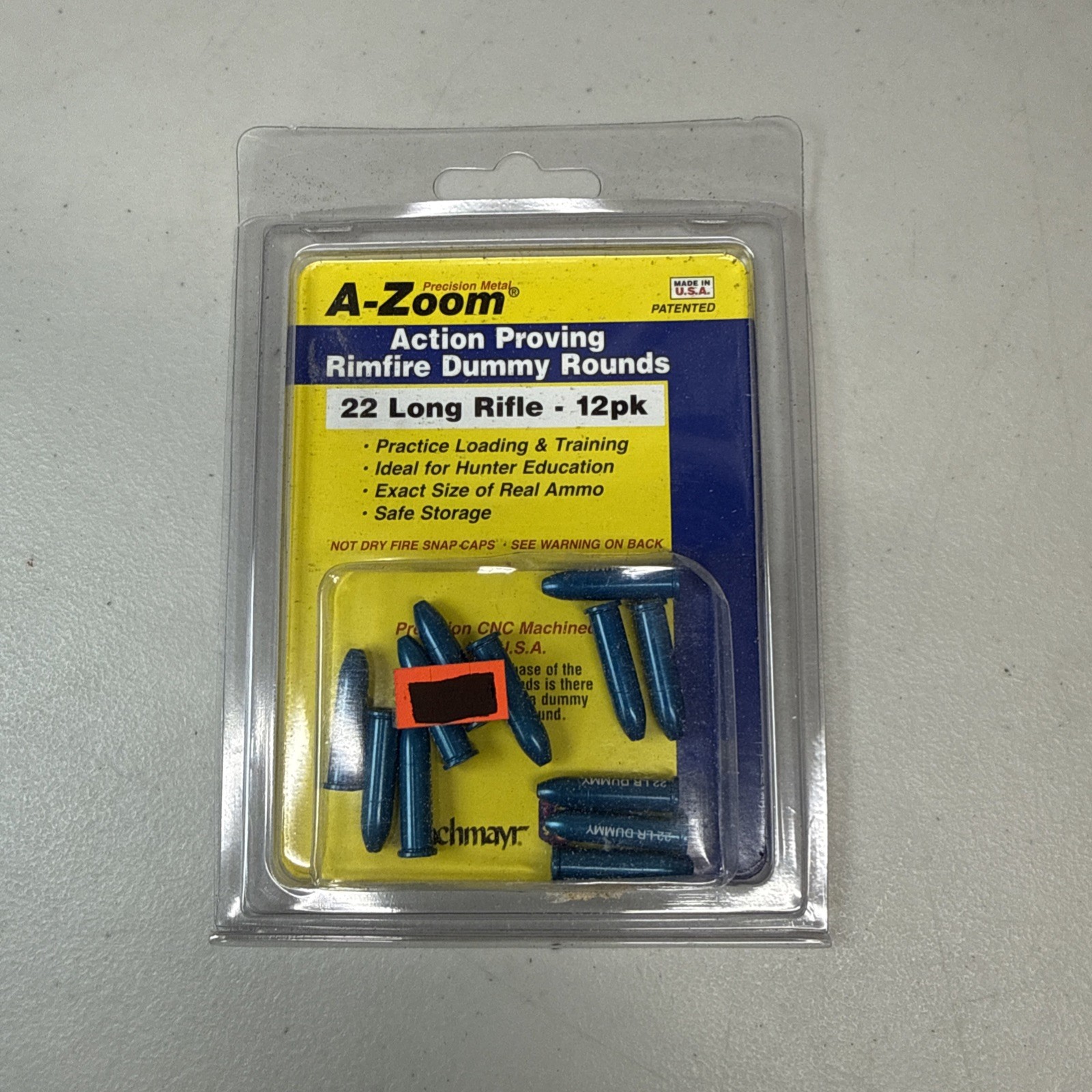 A Zoom Action Proving Rimfire Dummy Rounds .22 Long Rifle 12/Pack 12206