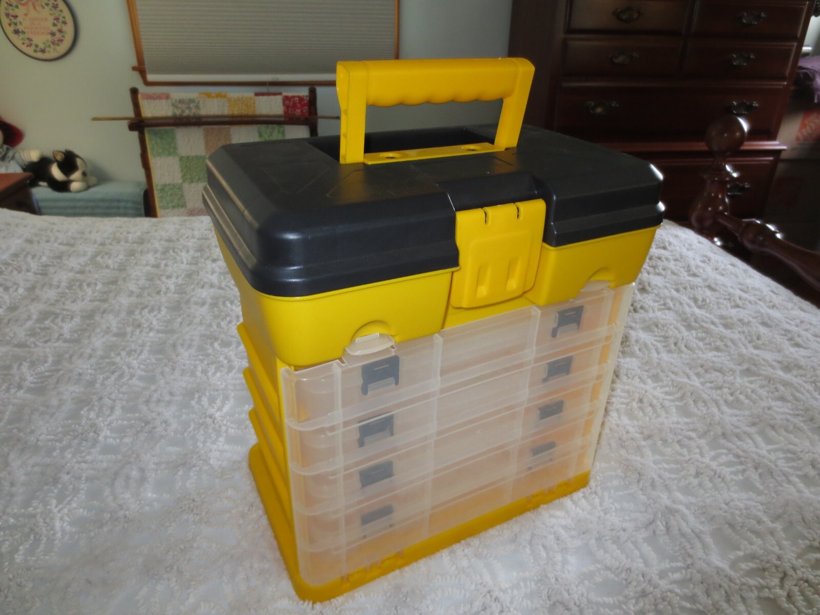 PLASTIC CRAFT, SEWING, TOOL CASE w/4 Drawers - 12" x 8-1/4" Deep x 12-3/4" H