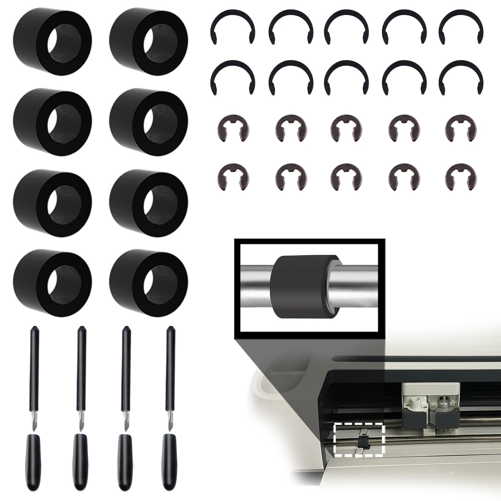 Moalaok 32-Pack Rubber Roller Replacement for Cricut Maker 3/Maker Complete Mai
