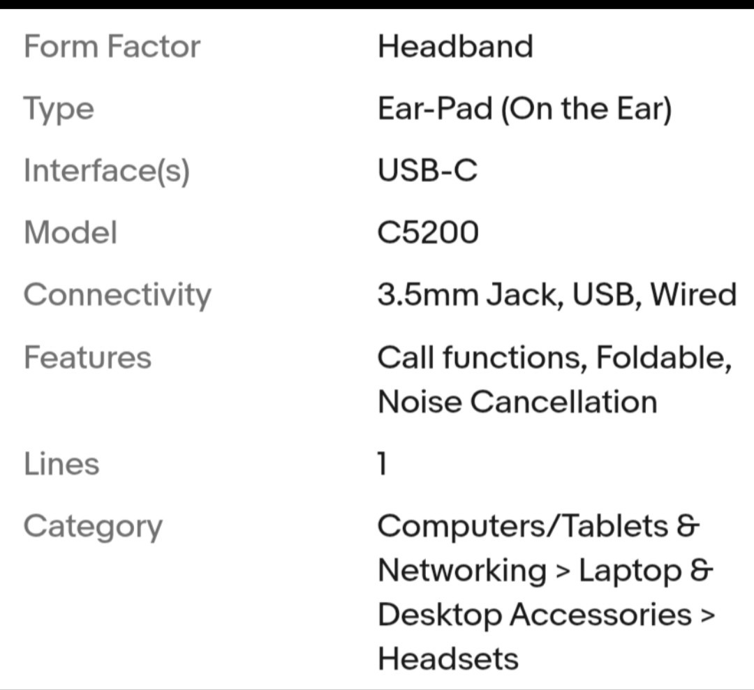 Brand New Poly Blackwire 5200 Headset