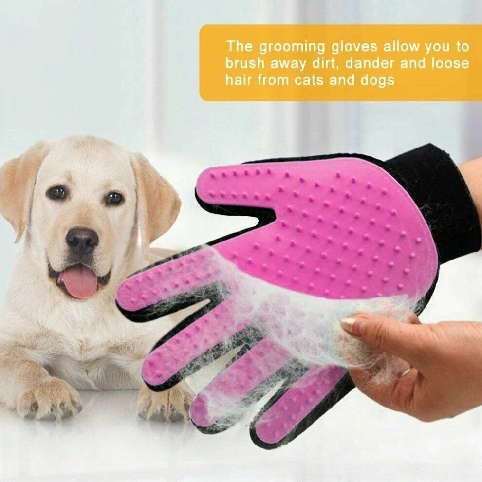 Pet Hair Remover Gloves Dog Cat Grooming Brush Silicone Massage Deshedding