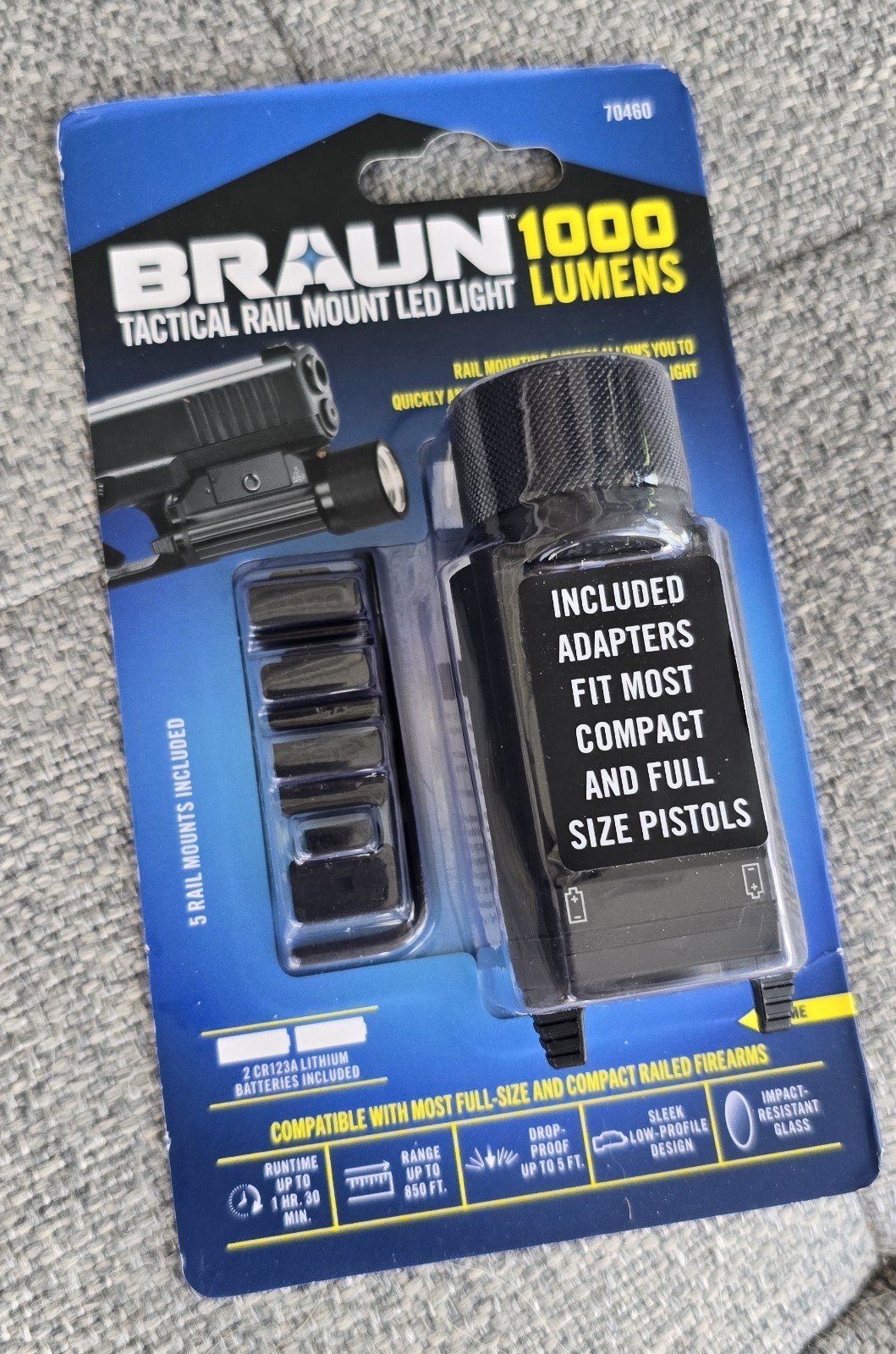 NEW BRAUN Tactical Rail Mount LED Light 1000 Lumens (70460)