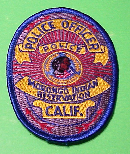 MORONGO  CA  INDIAN RESERVATION VINTAGE HAT / VEST 3 1/2" OBSOLETE POLICE  PATCH