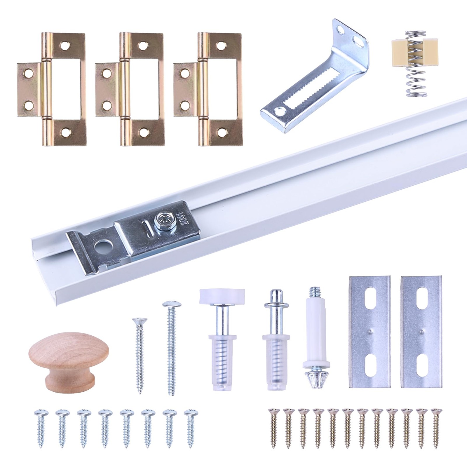 Qlvily Bifold Door Hardware Kit with Track – Closet Repair Silver