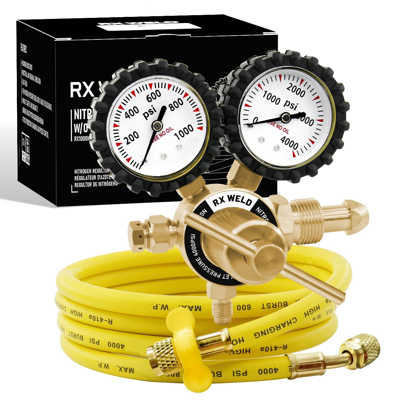 Nitrogen Regulator with 0-1000 PSI CGA580 Inlet, Delivery Pressure...