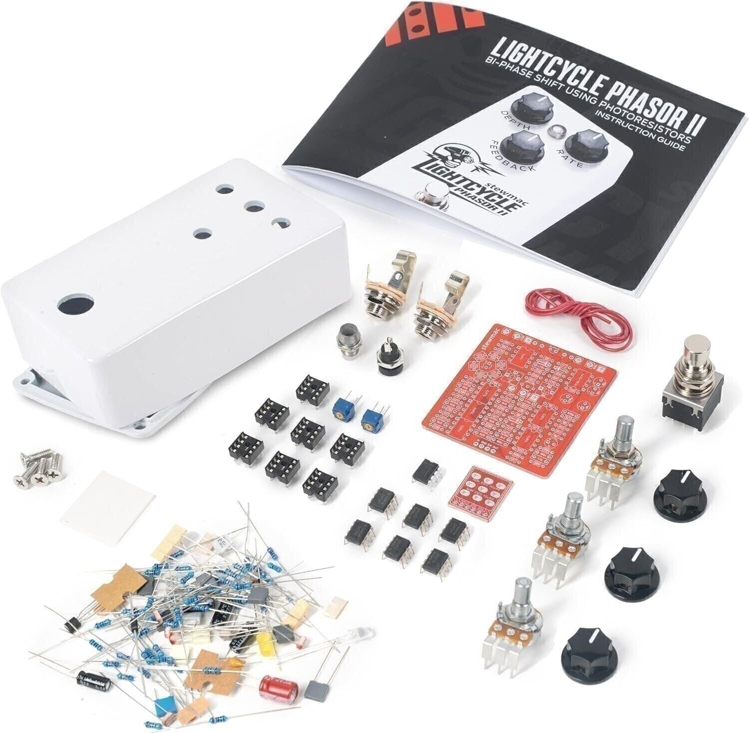 StewMac Lightcycle Phasor II Pedal Kit, With White Enclosure (12253-W)