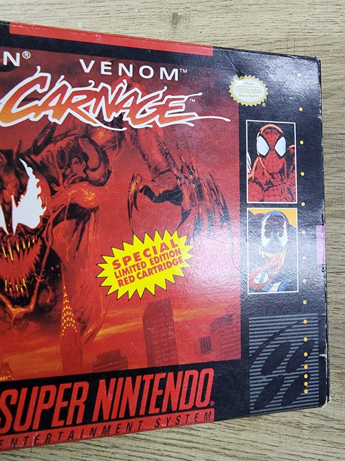 USED AUTHENTIC BOX ONLY - NO GAME - NO MANUAL - MAXIMUM CARNAGE - SNES