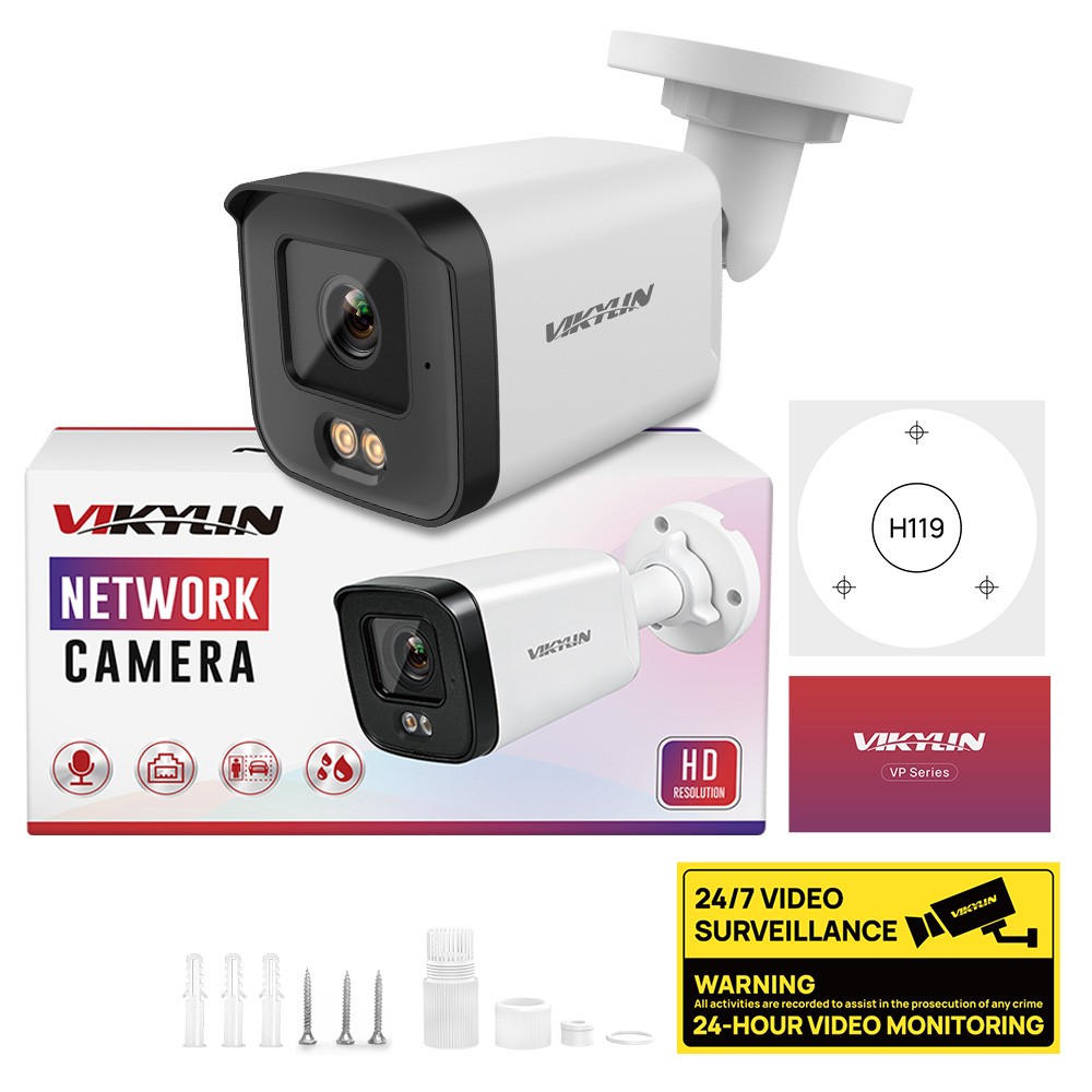 VIKYLIN 5MP Full Color POE Security Camera Built-in MIC Speaker Motion Detection
