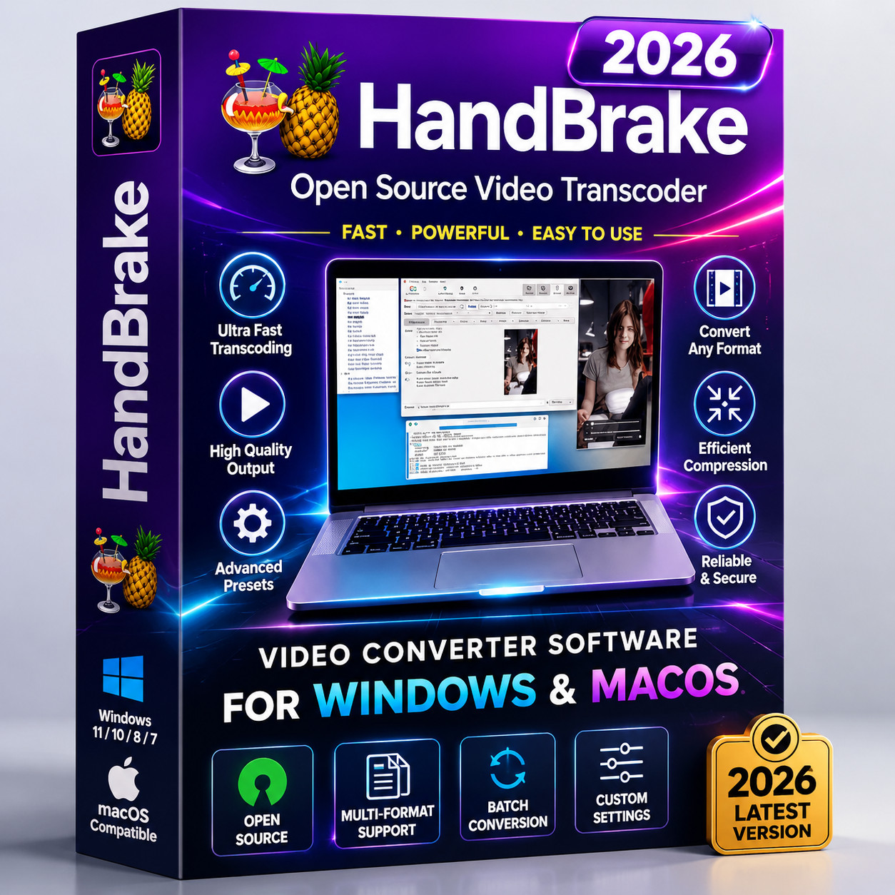 HandBrake 2026 Video Converter Software Transcode Compress Rip ~ Windows or MAC