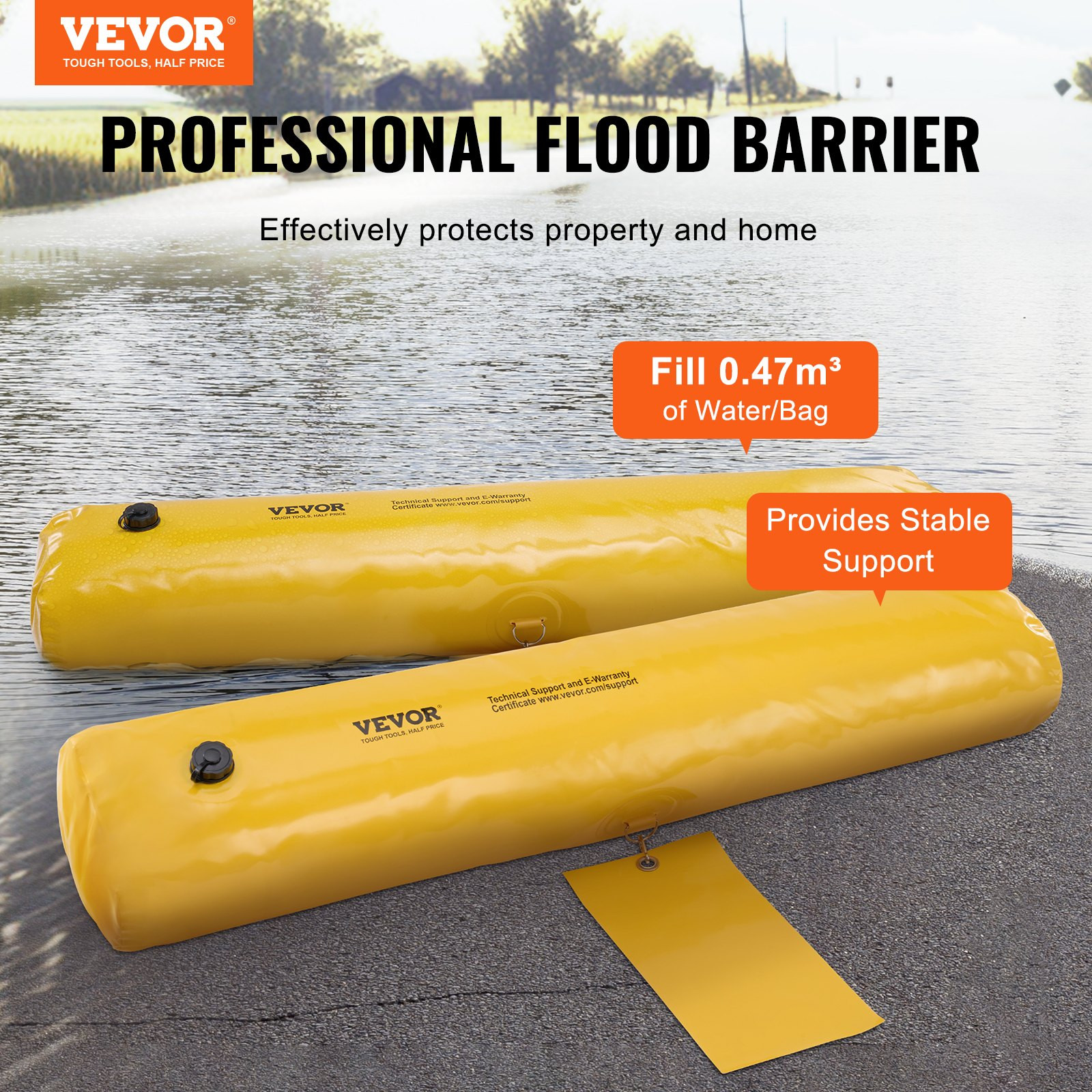 Flood Barriers, Sandbag Alternative Flood Bags 4 Pack, Driveway(4FTx6in)