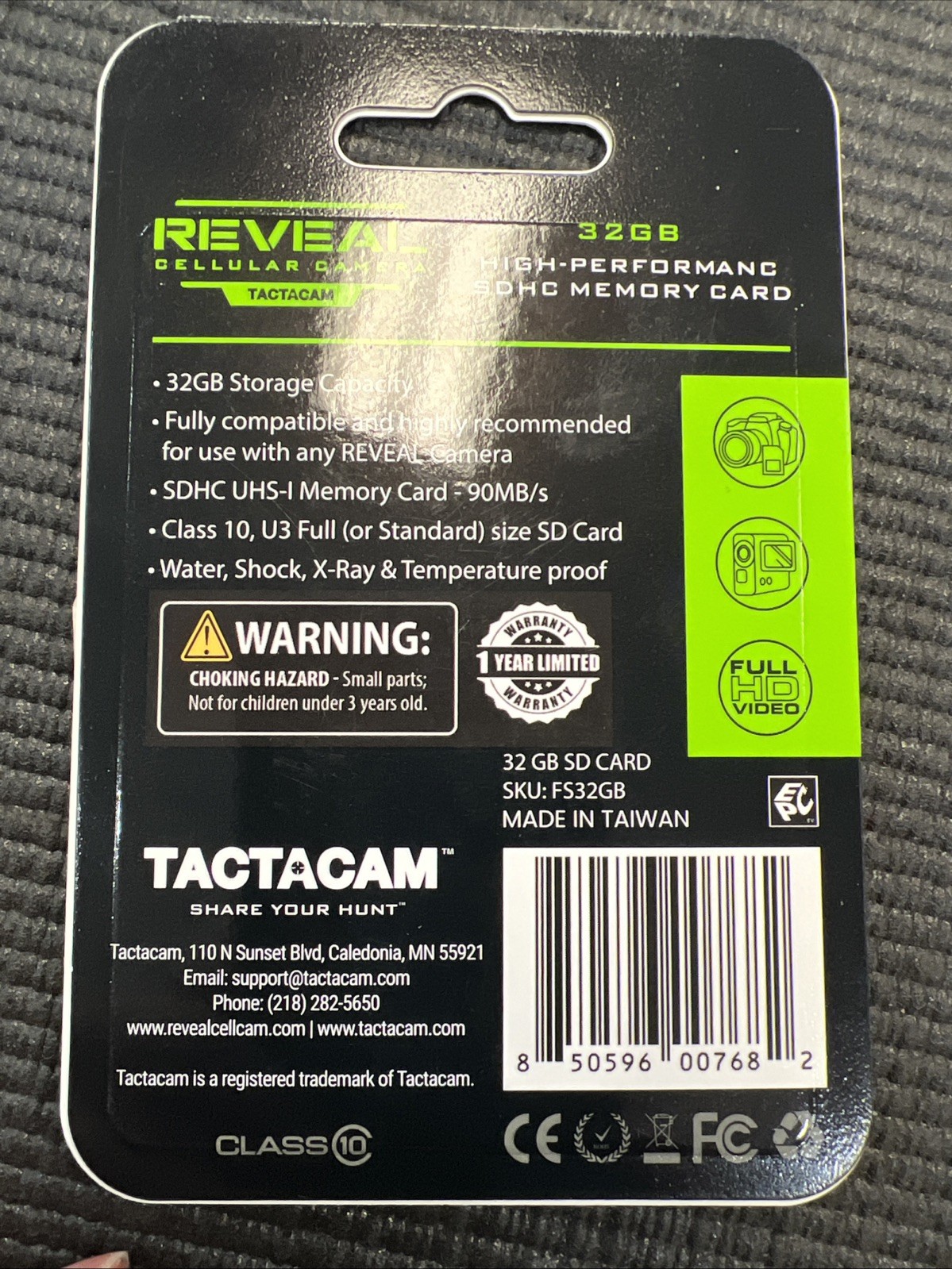Tactacam Reveal Cellular Camera High Performance SDHC Full Size 32GB SD Card
