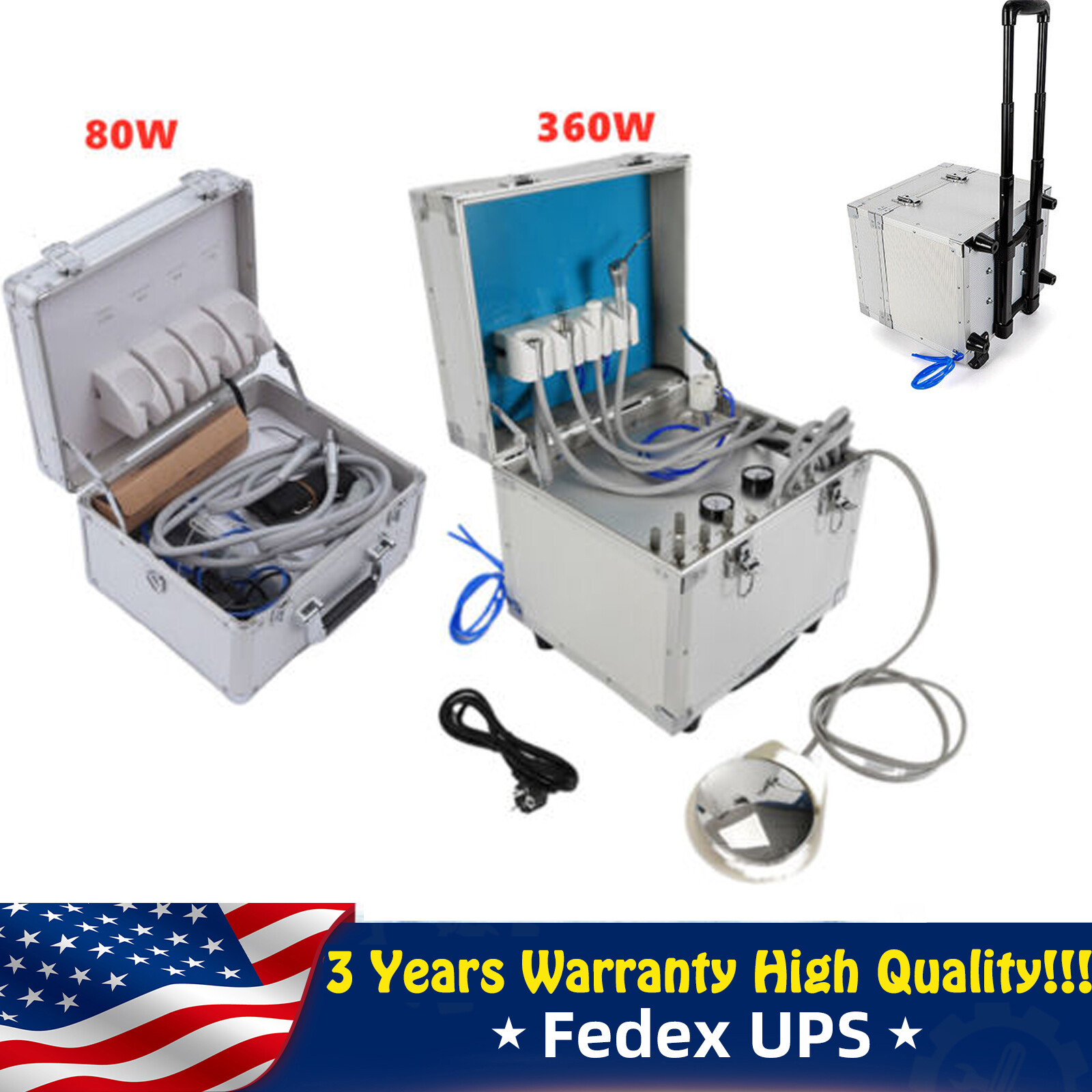 Portable Dental Mobile Delivery Unit Rolling Box Suction