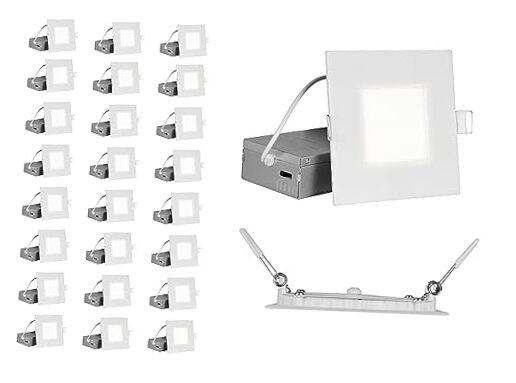 Lighting REL Selectable Square Remodel LED Downlight Kit (24 Pack) 4 in. White