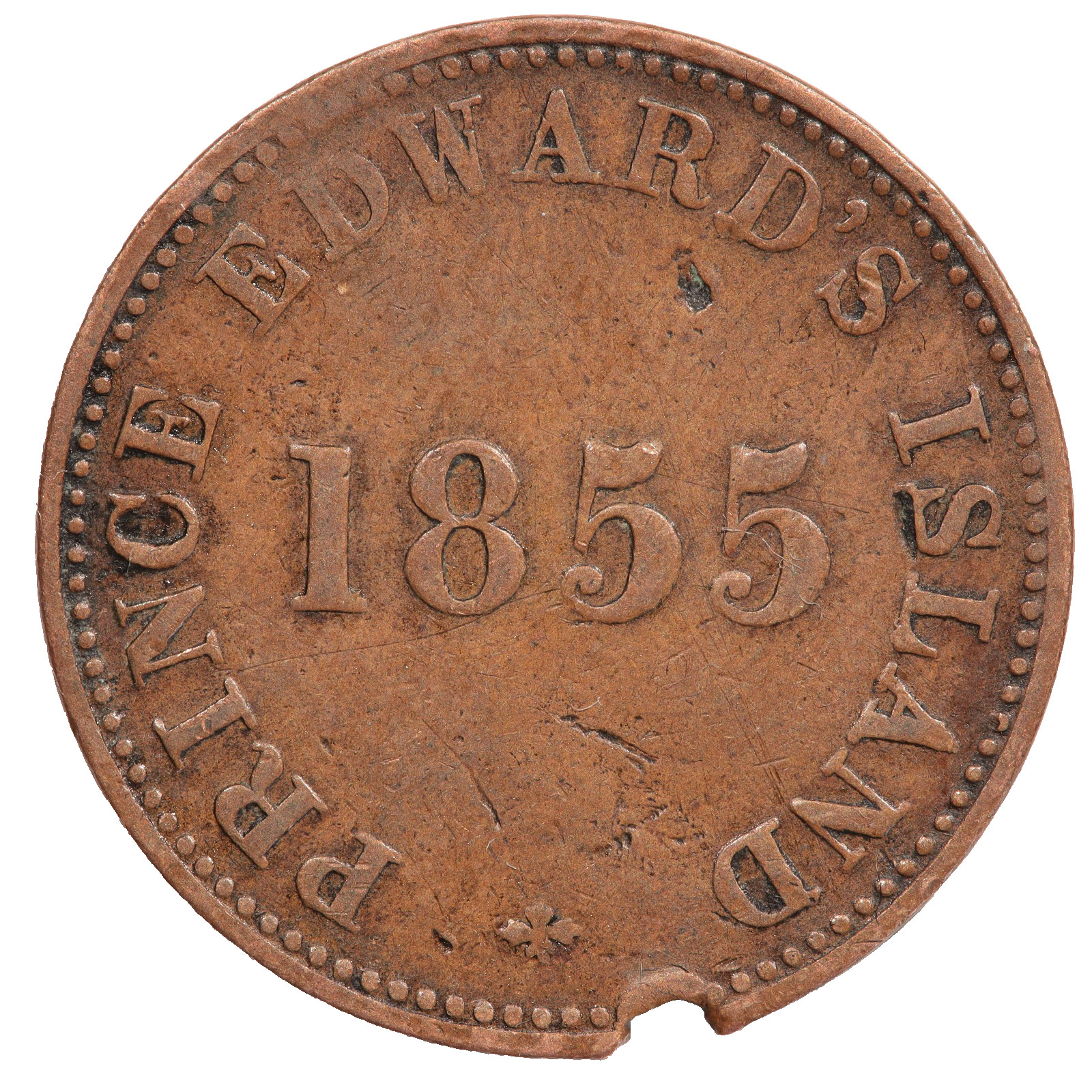 1855 CANADA PRINCE EDWARD'S ISLAND SELF GOVERNMENT & FREE TRADE HALFPENNY TOKEN