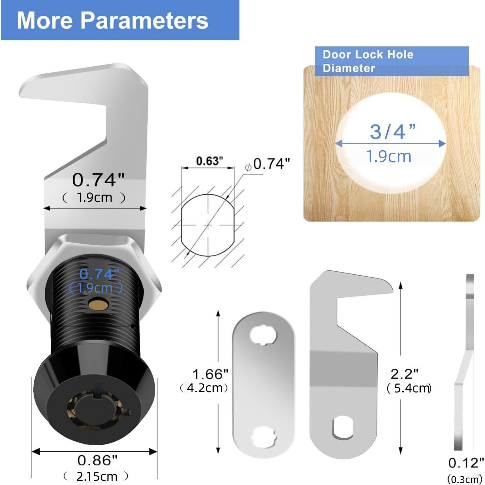 5/8" Cam Lock for Various Tool Box Cabinet Mailbox RV Door Replacement Part