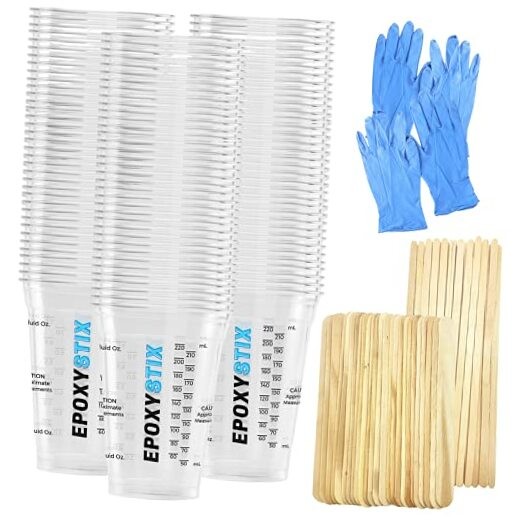 [Pack of 100] Disposable Measuring Cups for Mixing Pack of 100 with Sticks