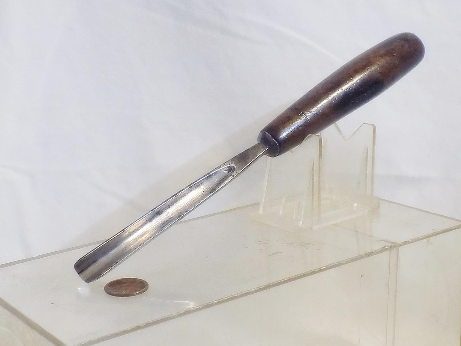 Antique S.J. Addis London Wood Carving Gouge Chisel #10 Sweep 7/16" Cut 9.5" Lg