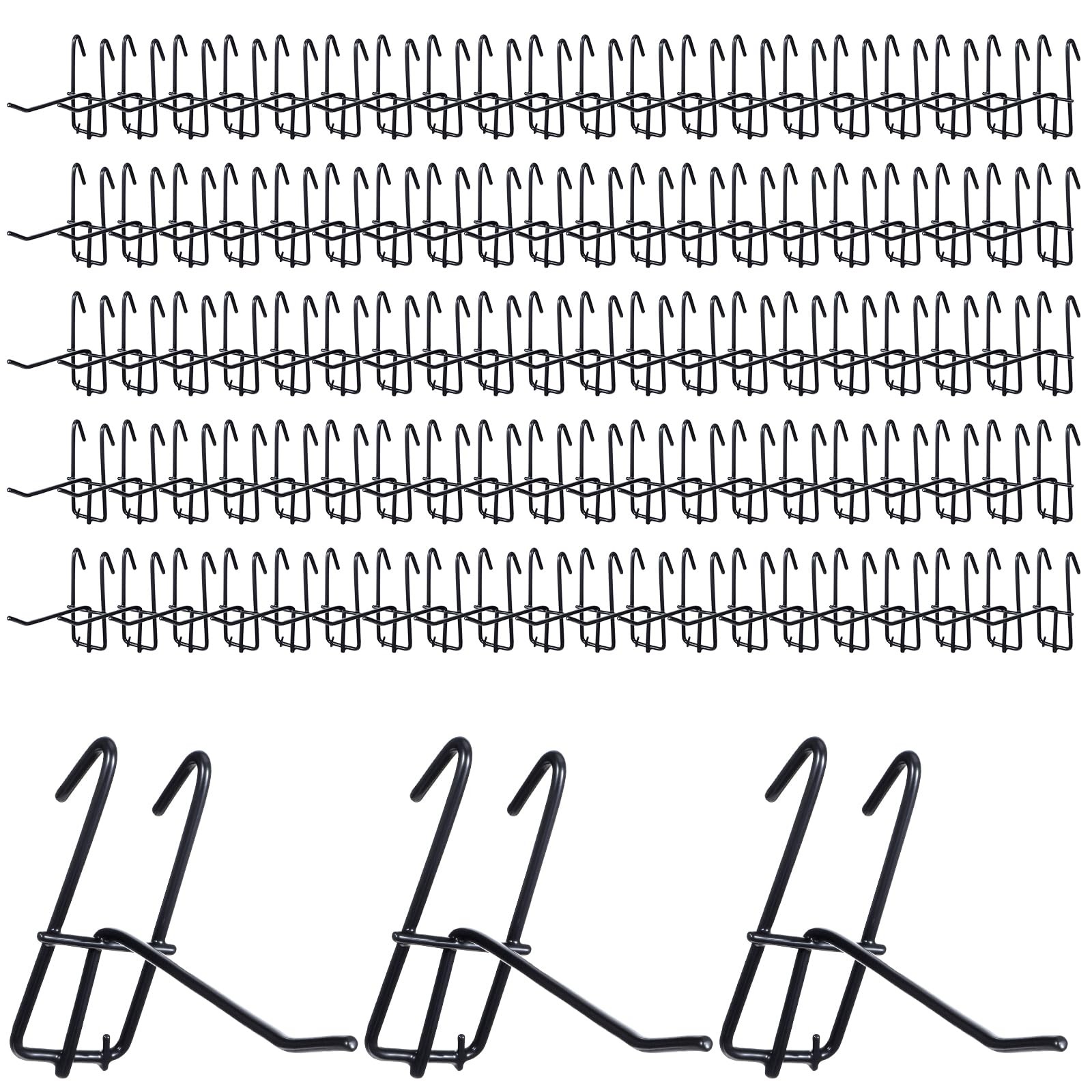 100 Pack 4 Inch Gridwall Hooks, Black Heavy Duty Gridwall Panel Hooks Store G...