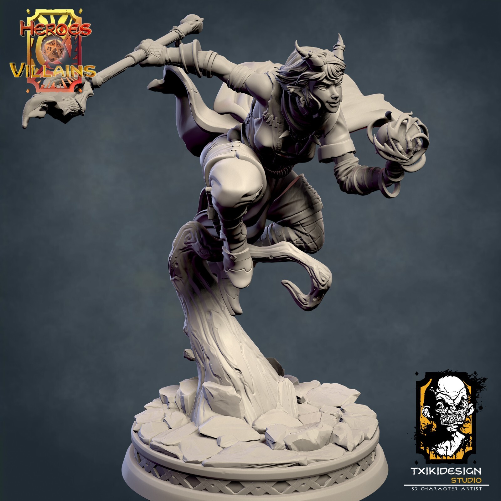 Dungeons & Dragons Playable Character Tiefling Female Elara - Druid, Sorceress