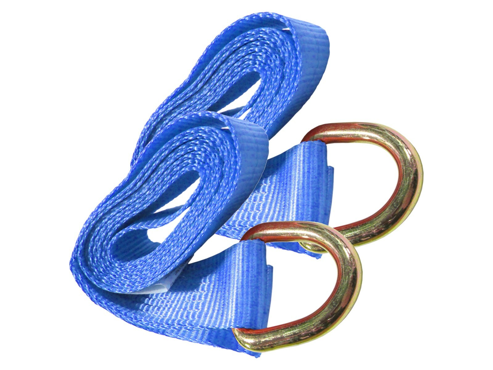 2 pack - 2" x 8 ft Lasso Tie Down D Ring Strap Blue Wheel Lift Axle Rim Cinch