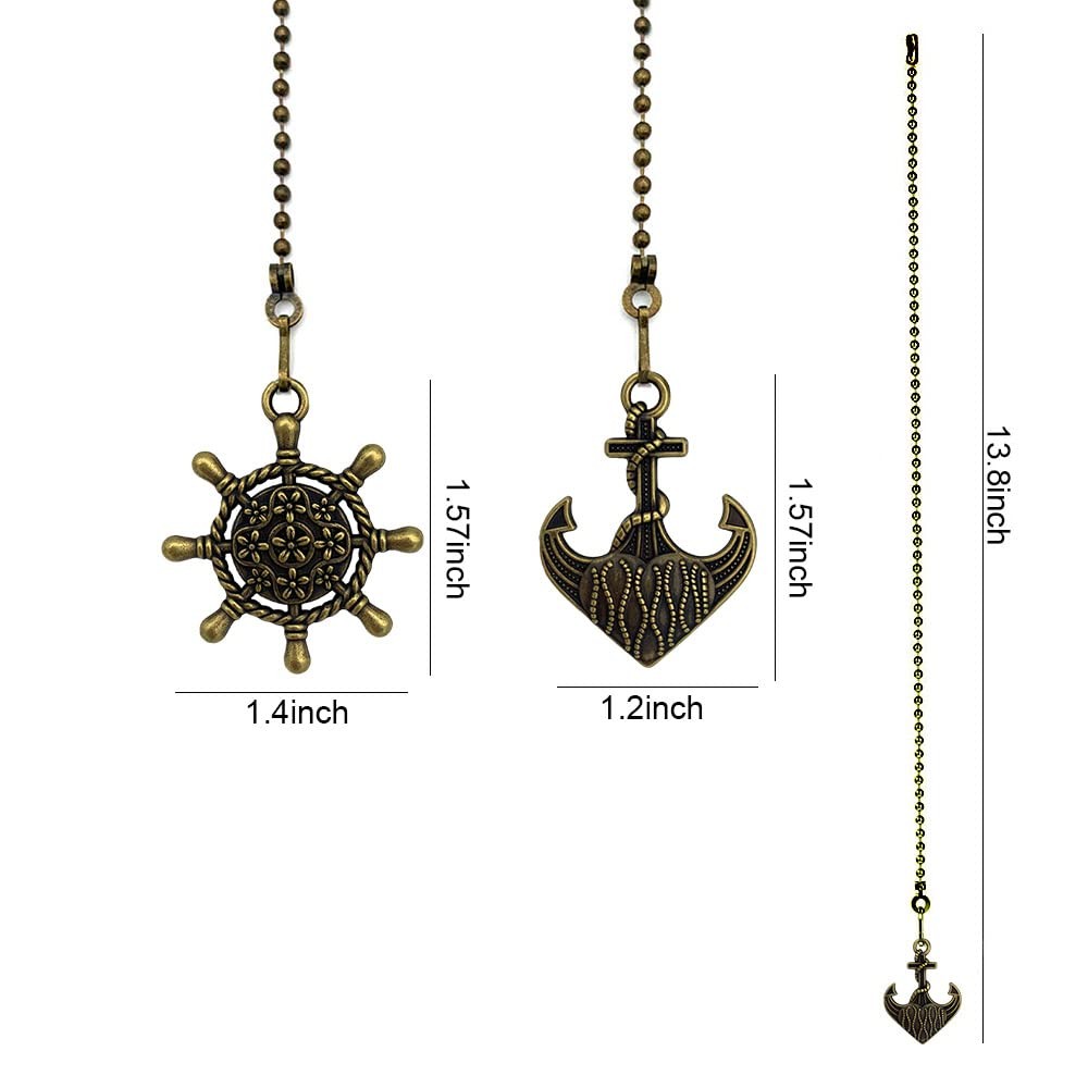 Dotlite Nautical Ceiling Fan Pull Chain Rudder & Anchor, 2Pcs 12,