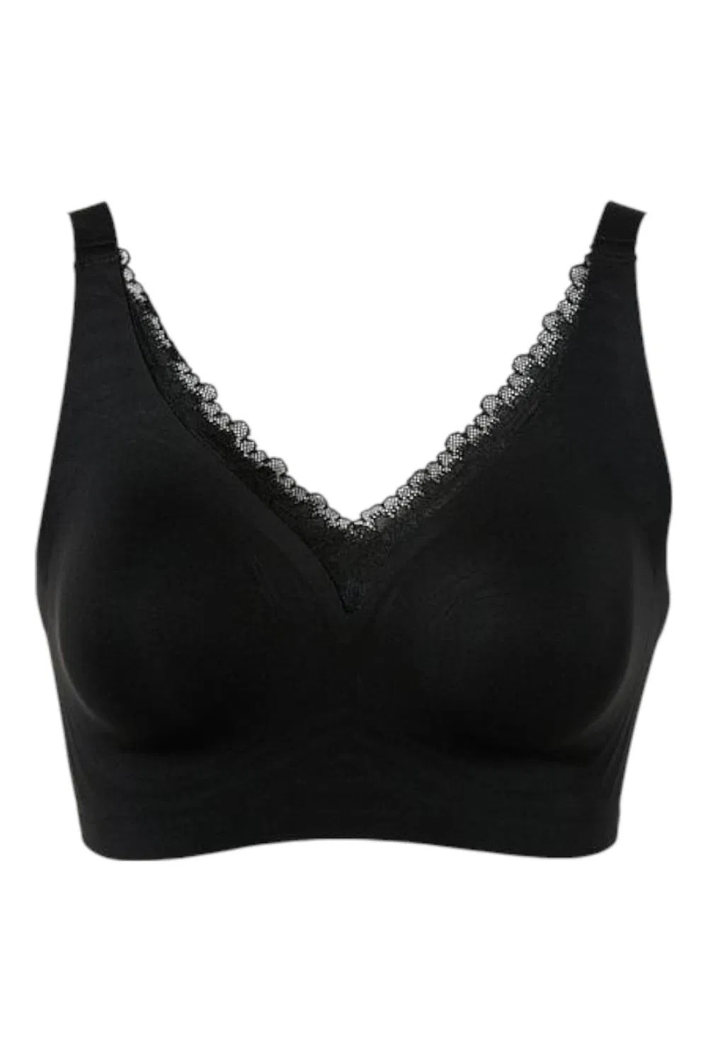 Rhonda Shear Women's Lace-Detail Gel Bra with Back Closure Black
