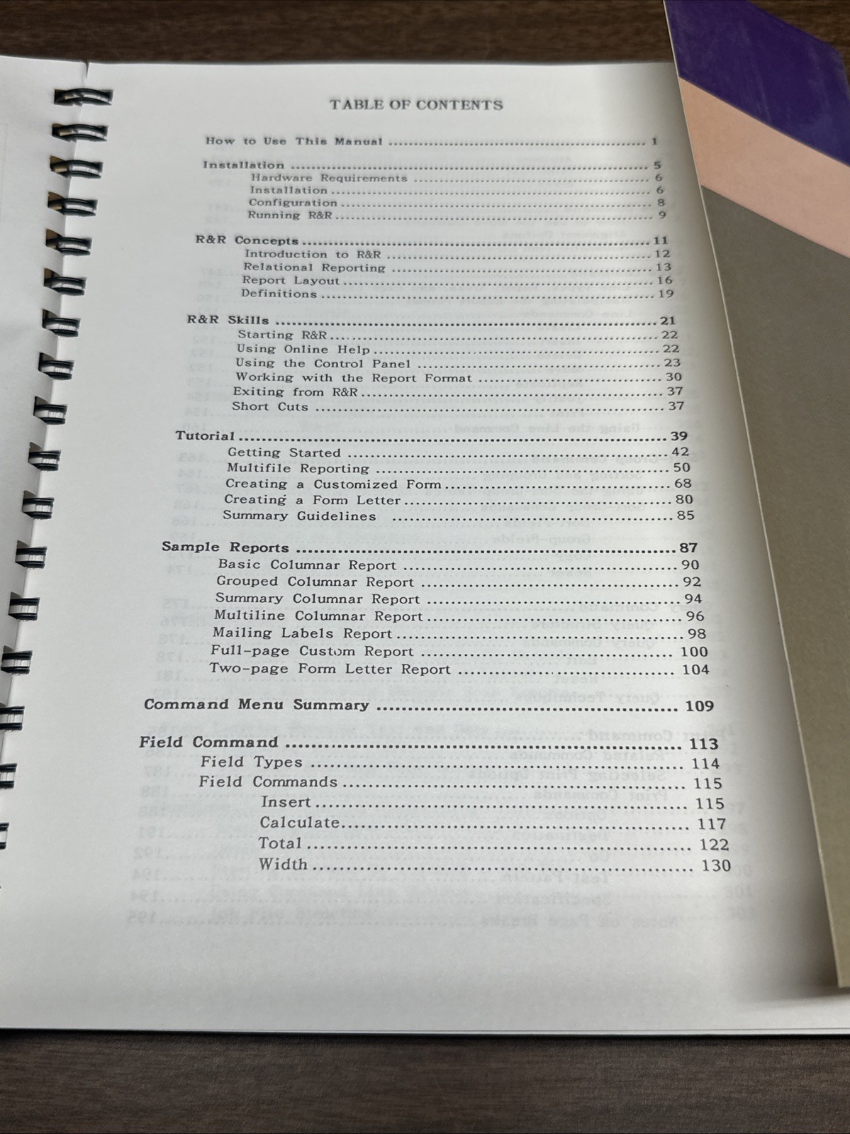 Concentric Data Systems R&R Relational Report Writer dBase Manual 1988 Version 3