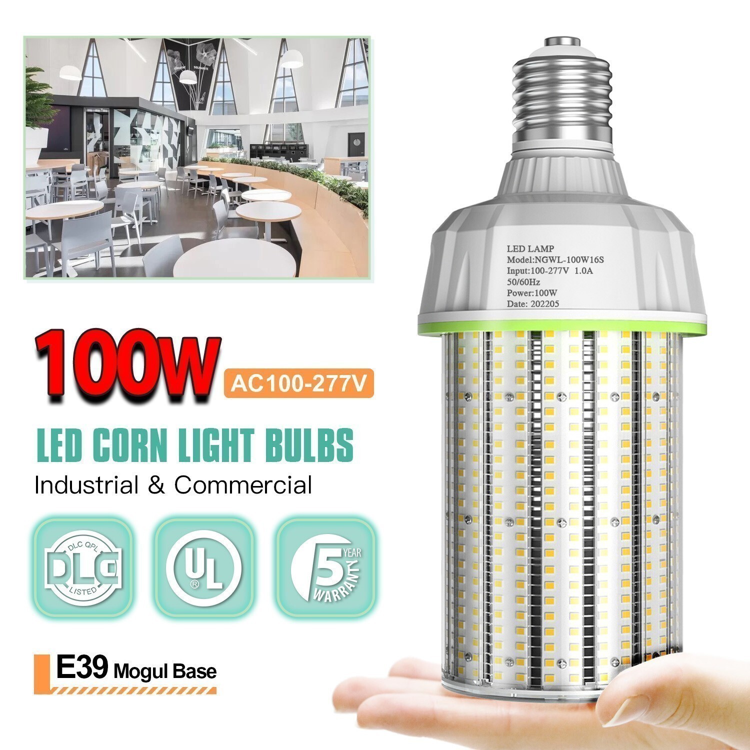 10Pack 100W LED Corn light Bulb-Replacement 400watt Metal Halide bulbs E39 Mogul