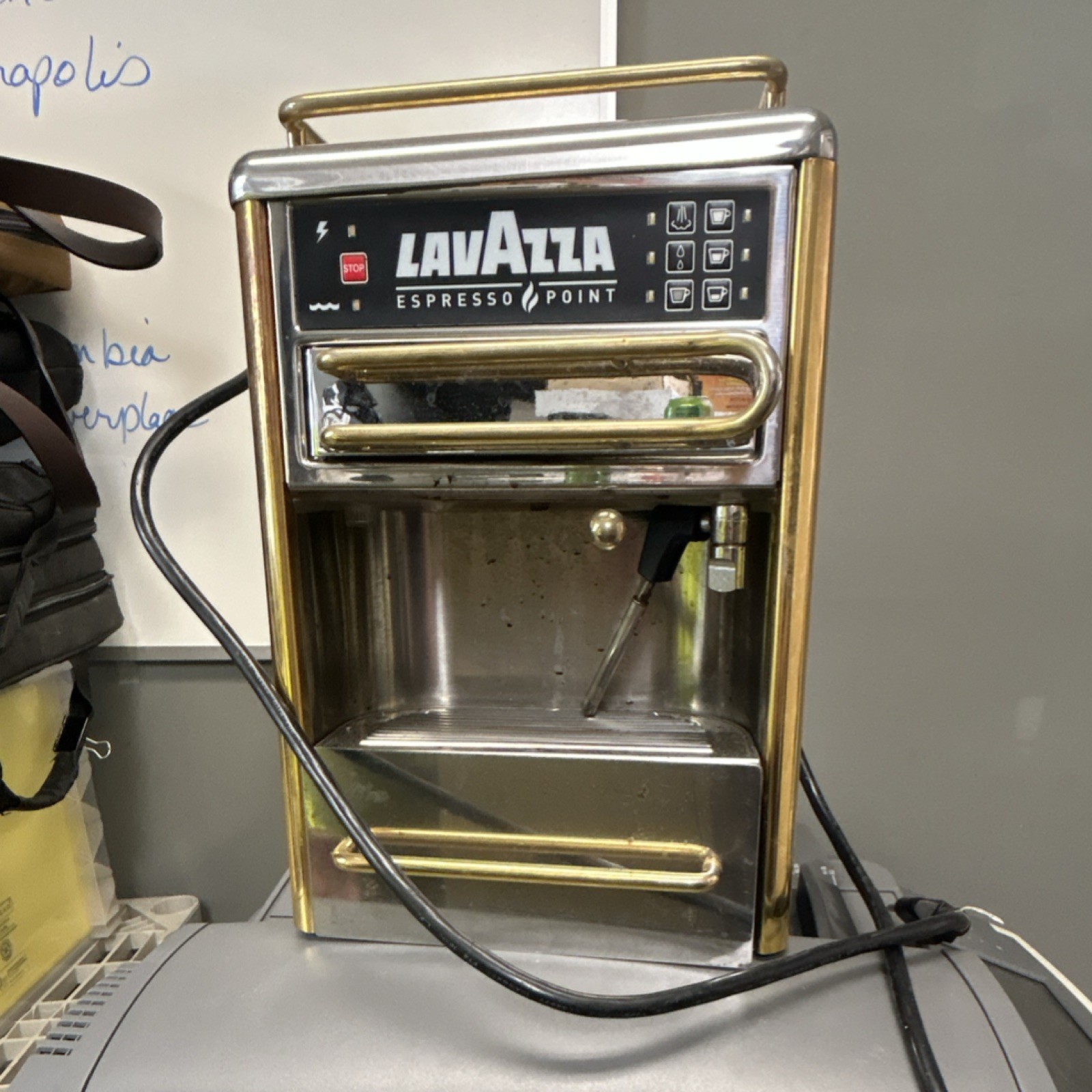 Lavazza Espresso Point Commercial Espresso Machine Silver Gold Hot Water Faucet
