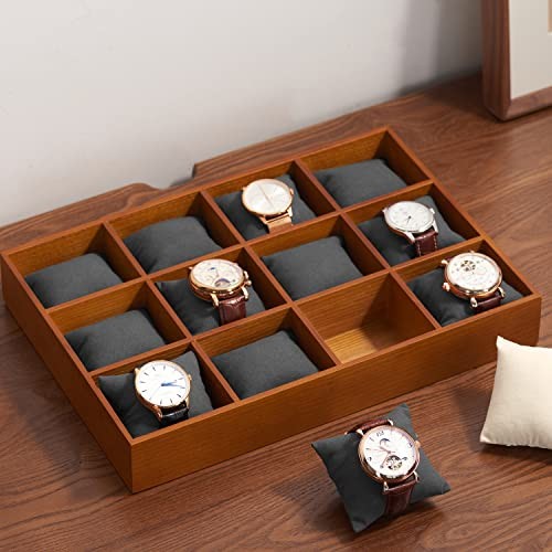 Solid Wood Watch Storage Tray for Drawer Watch Pillow Organizer Display Gray