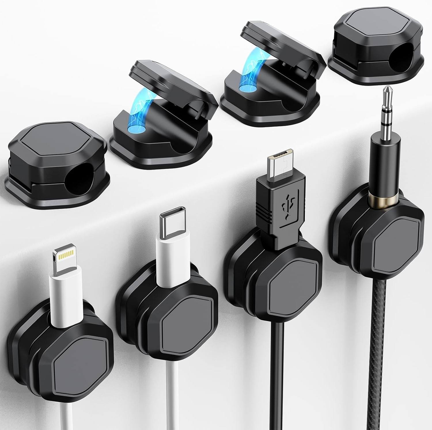 8 Pack Cord Organizer - Cord Holder for Nightstand - Cable Clips - Cord Holder