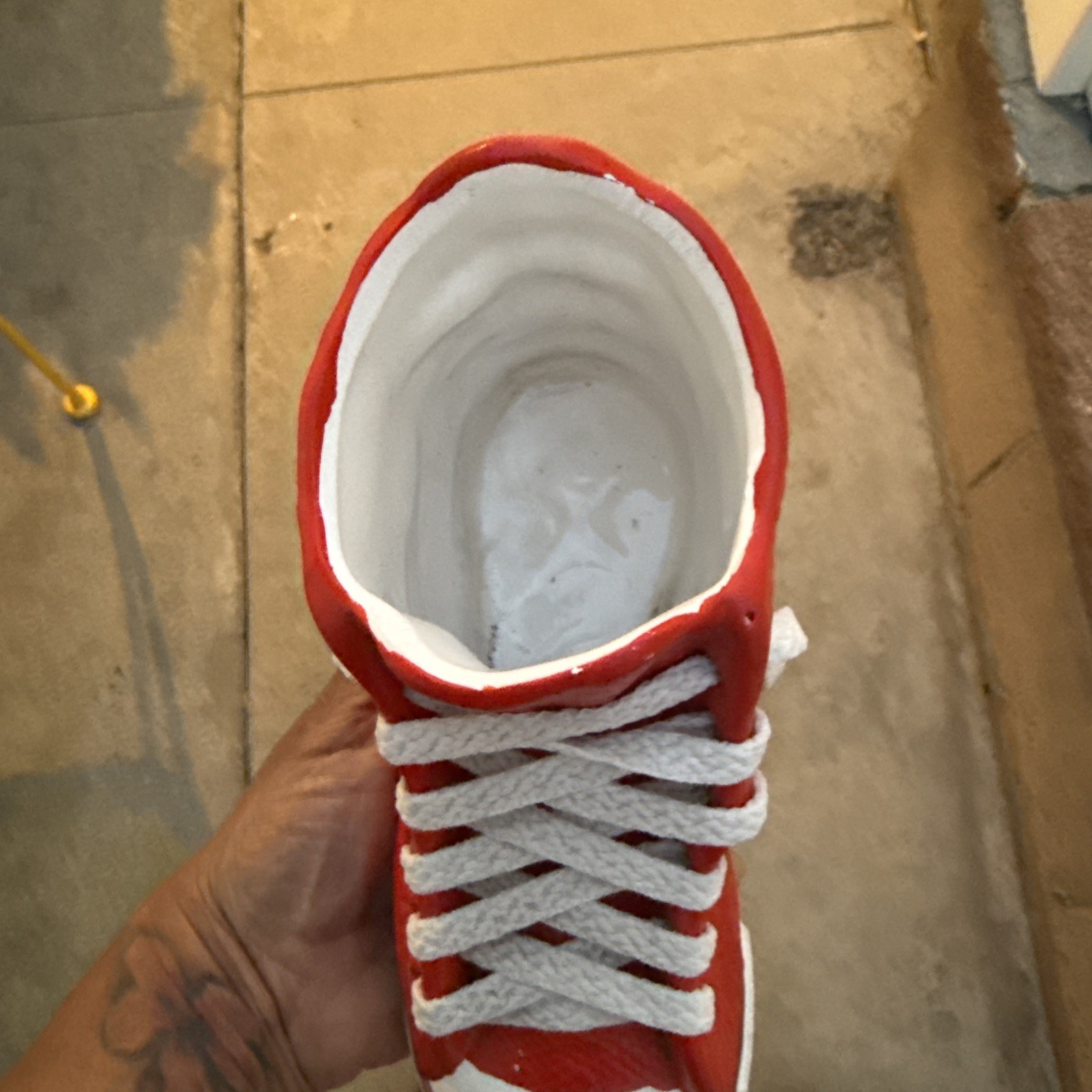 Vintage Red And White Converse Planter