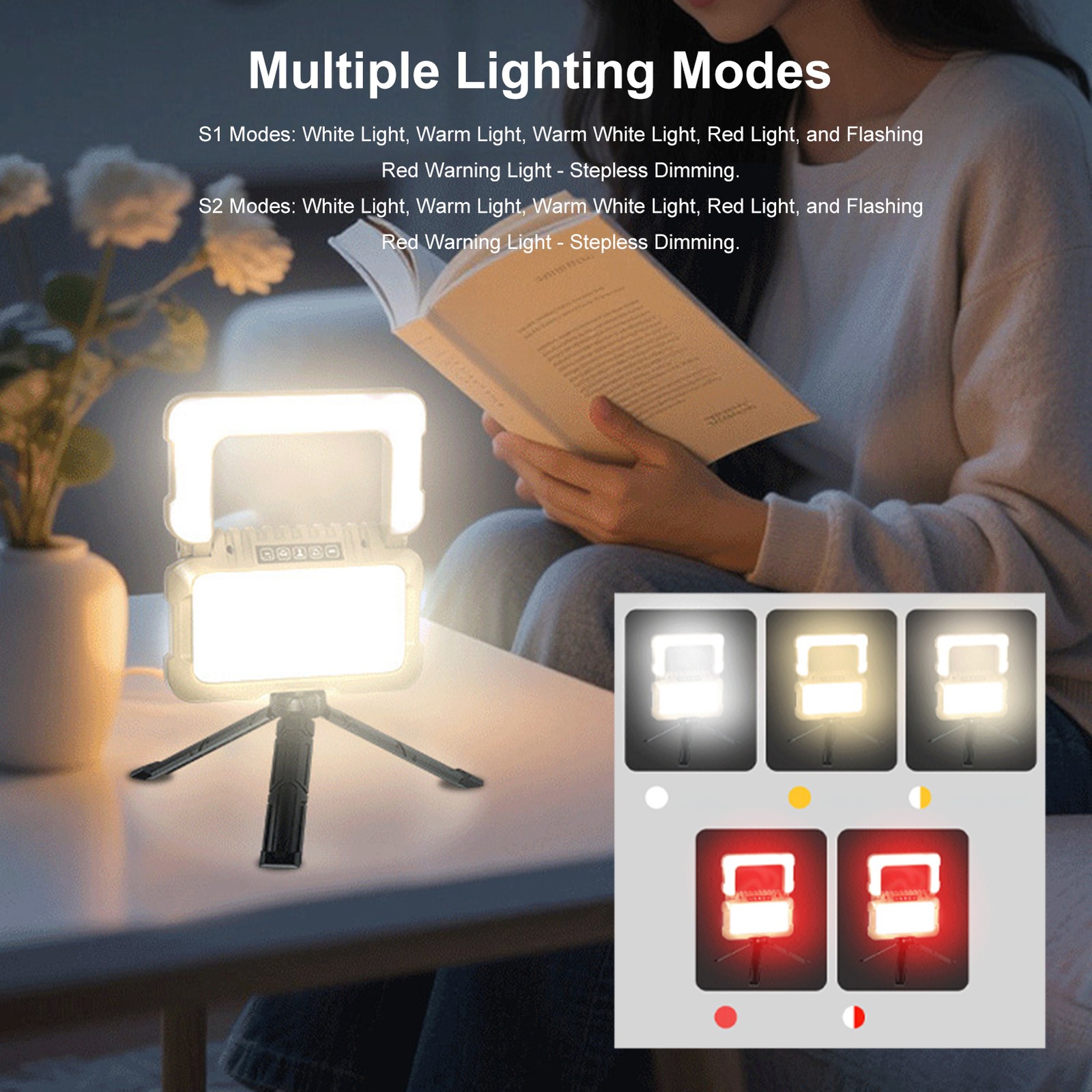 4800mAh LED Work Light Foldable Work Light Lamp Rechargeable Camping Emergency