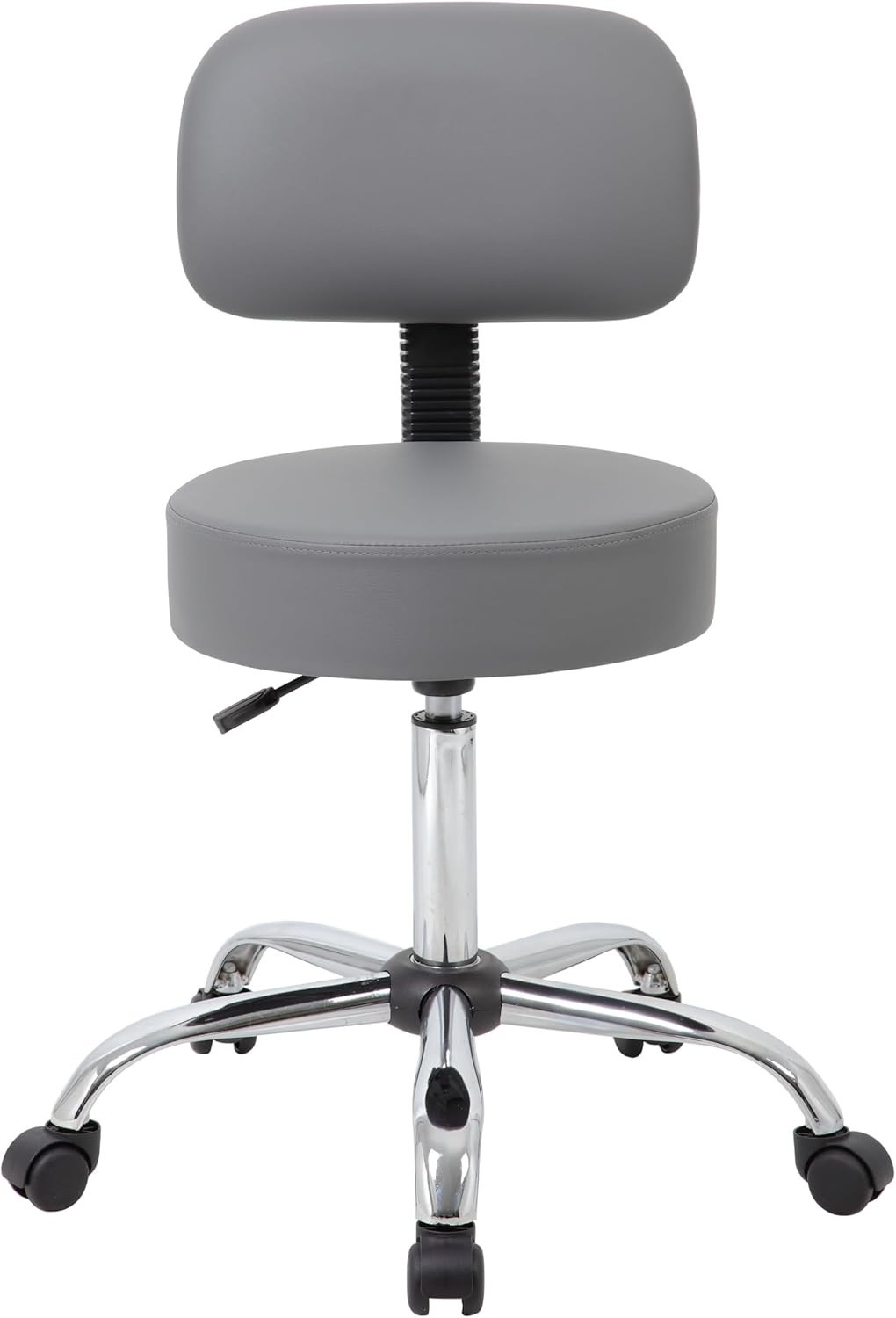 Ergonomic Adjustable Drafting Stool with Back Cushion - Grey & Chrome Finish
