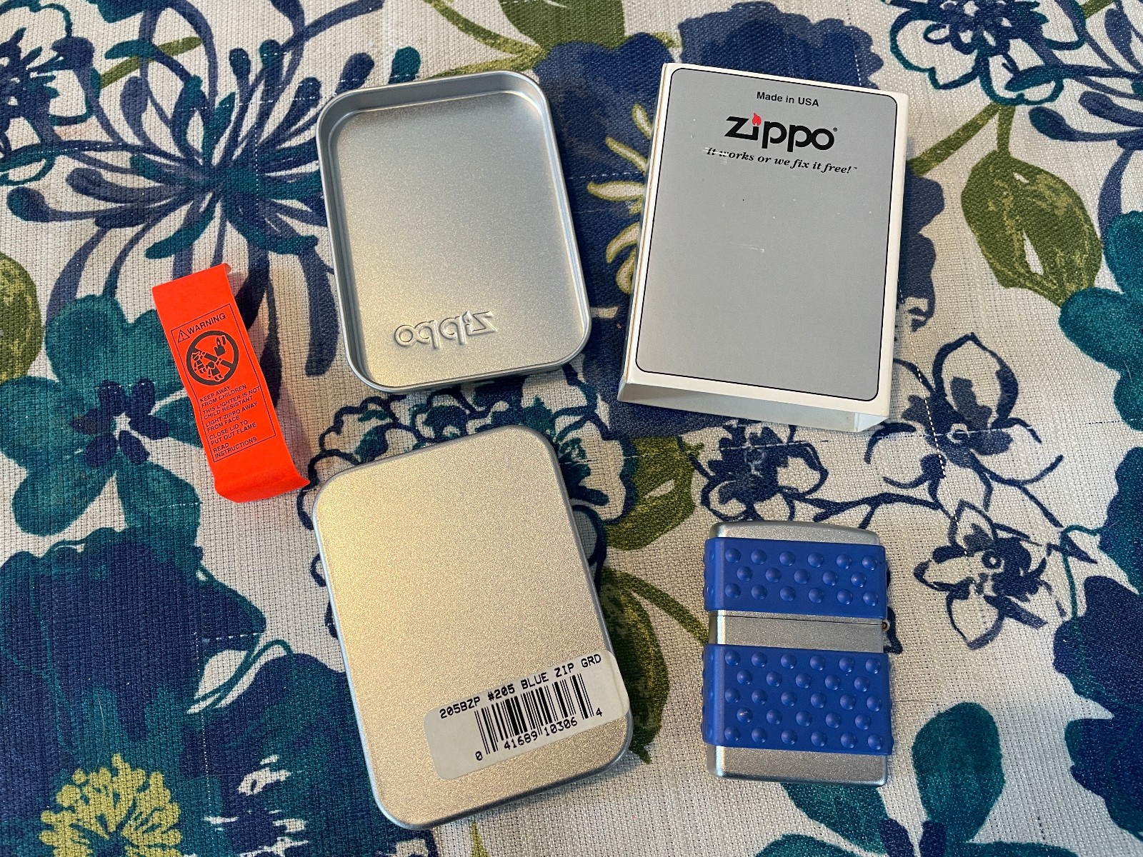 Vintage Royal Blue Zip Guard Chrome Zippo Lighter
