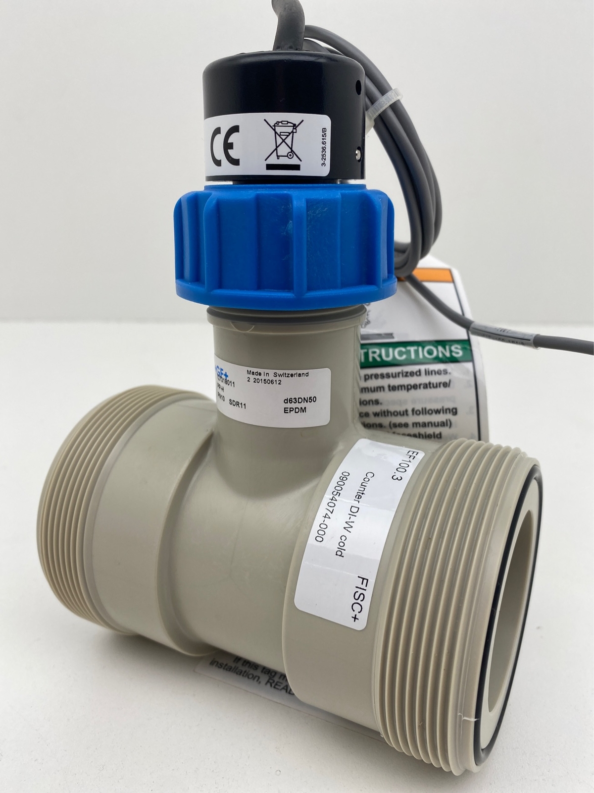 Georg Fischer 6-2536-P0-RE1 / 150301027 Paddlewheel Flow Sensor w/DN50,EPDM Tee