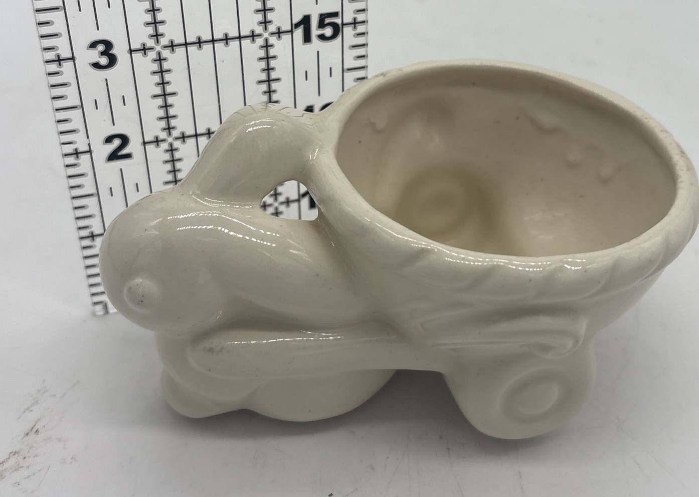 Easter Pottery Mid Century McCoy ? Unmarked Egg Basket Rabbit Planter
