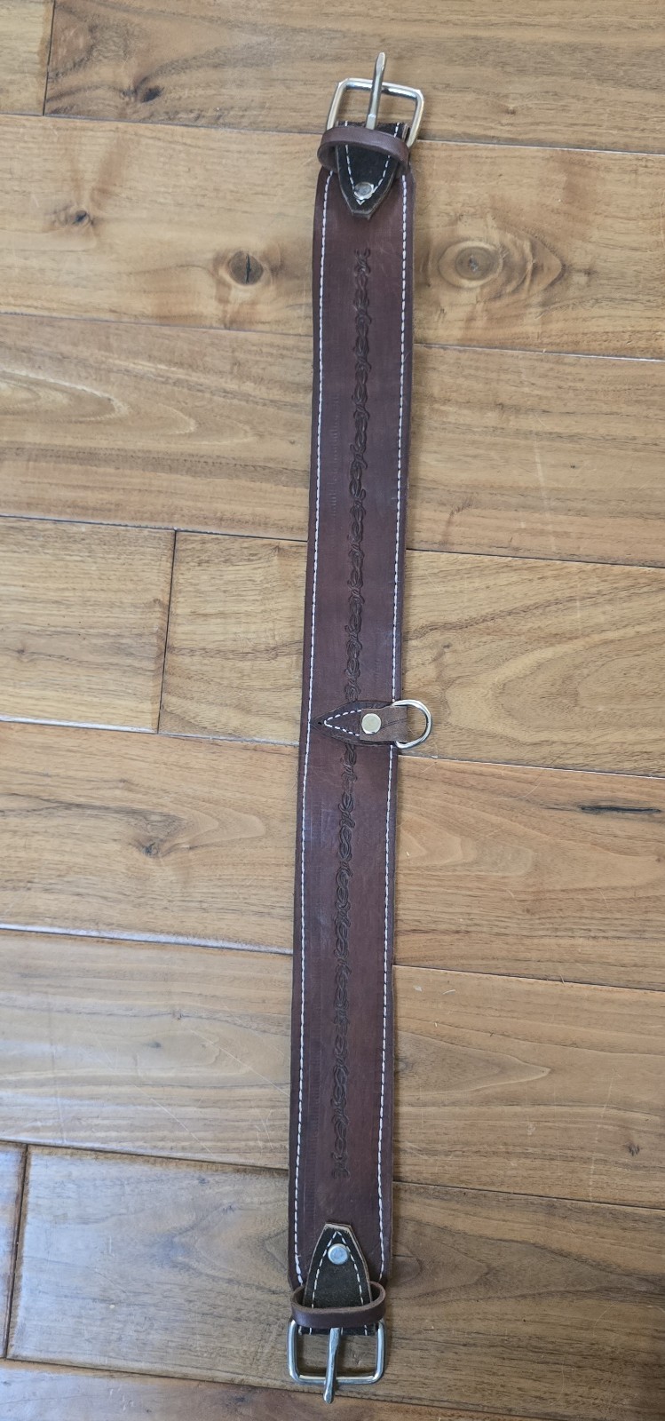 Leather Back Cinch Rear Flank Girth Western 30" Rough Out Barbed Wire