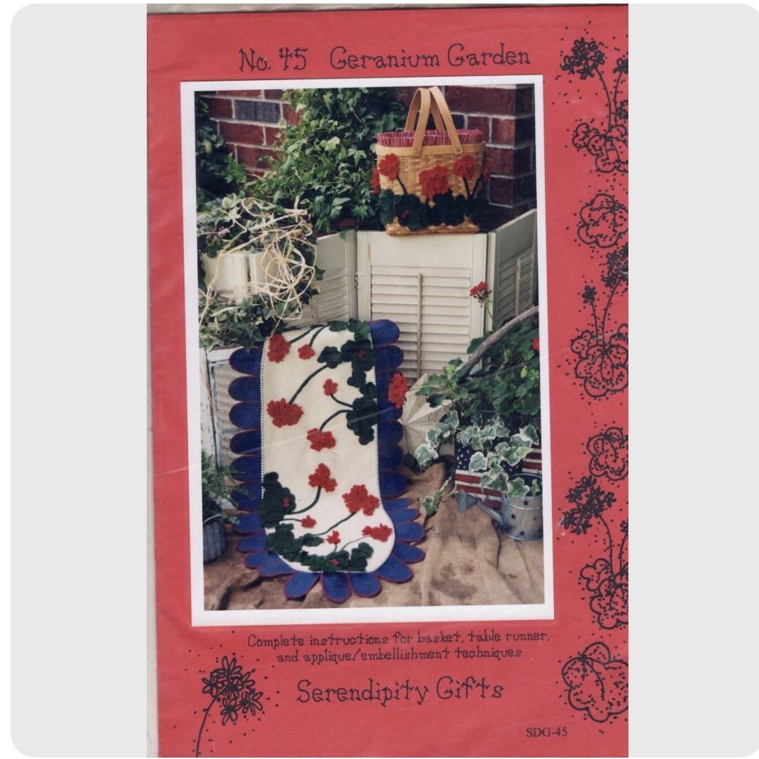 Geranium Garden Table Runner and Basket Felt Sewing Pattern by Kay Whitt 2003