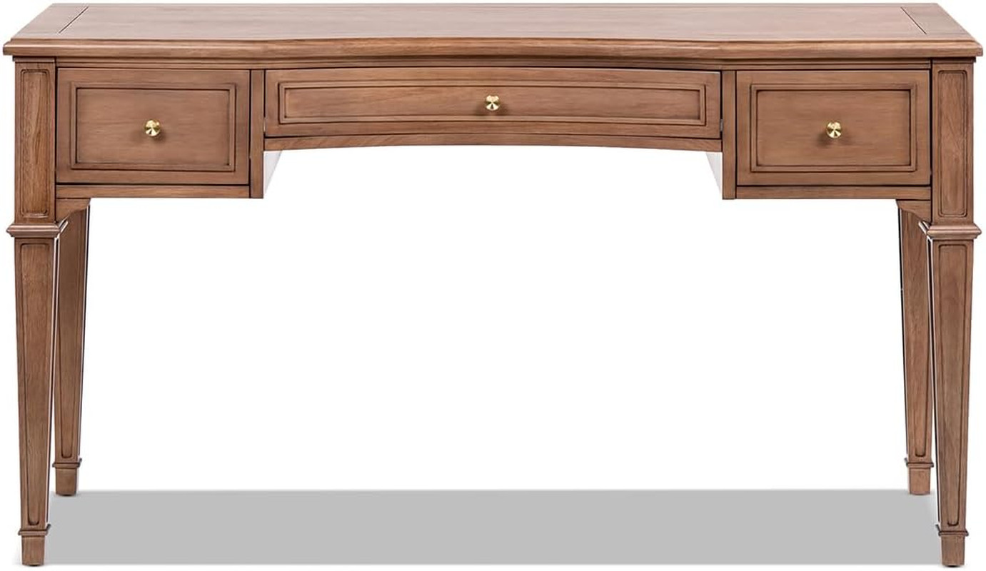 Jennifer Taylor Home JTH Luxe Dauphin 55" 3-Drawer Wood Executive Desk, Natural