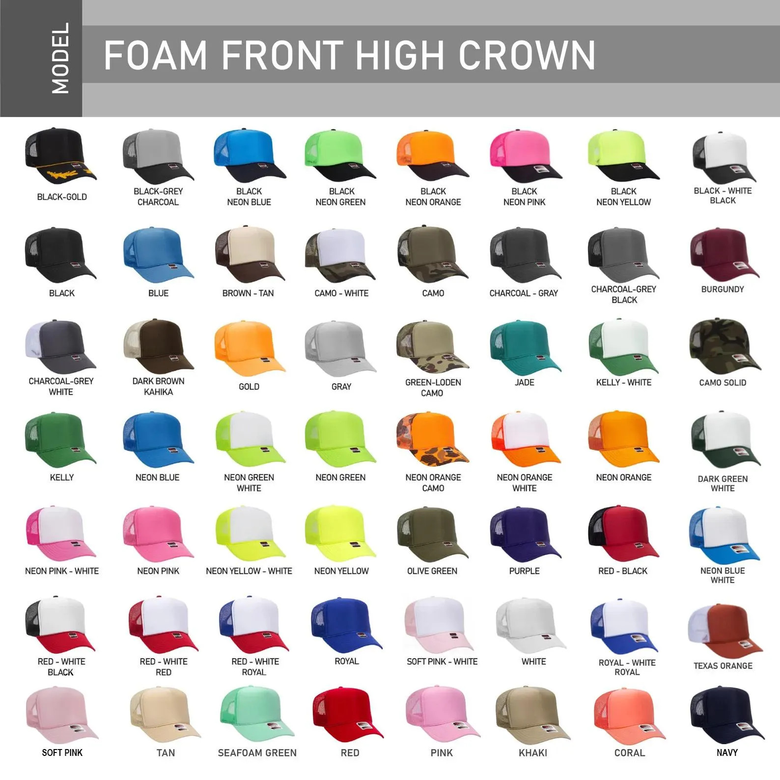 OTTO CAP 5 Panel High Crown Mesh Back Foam Trucker Hat 39-165