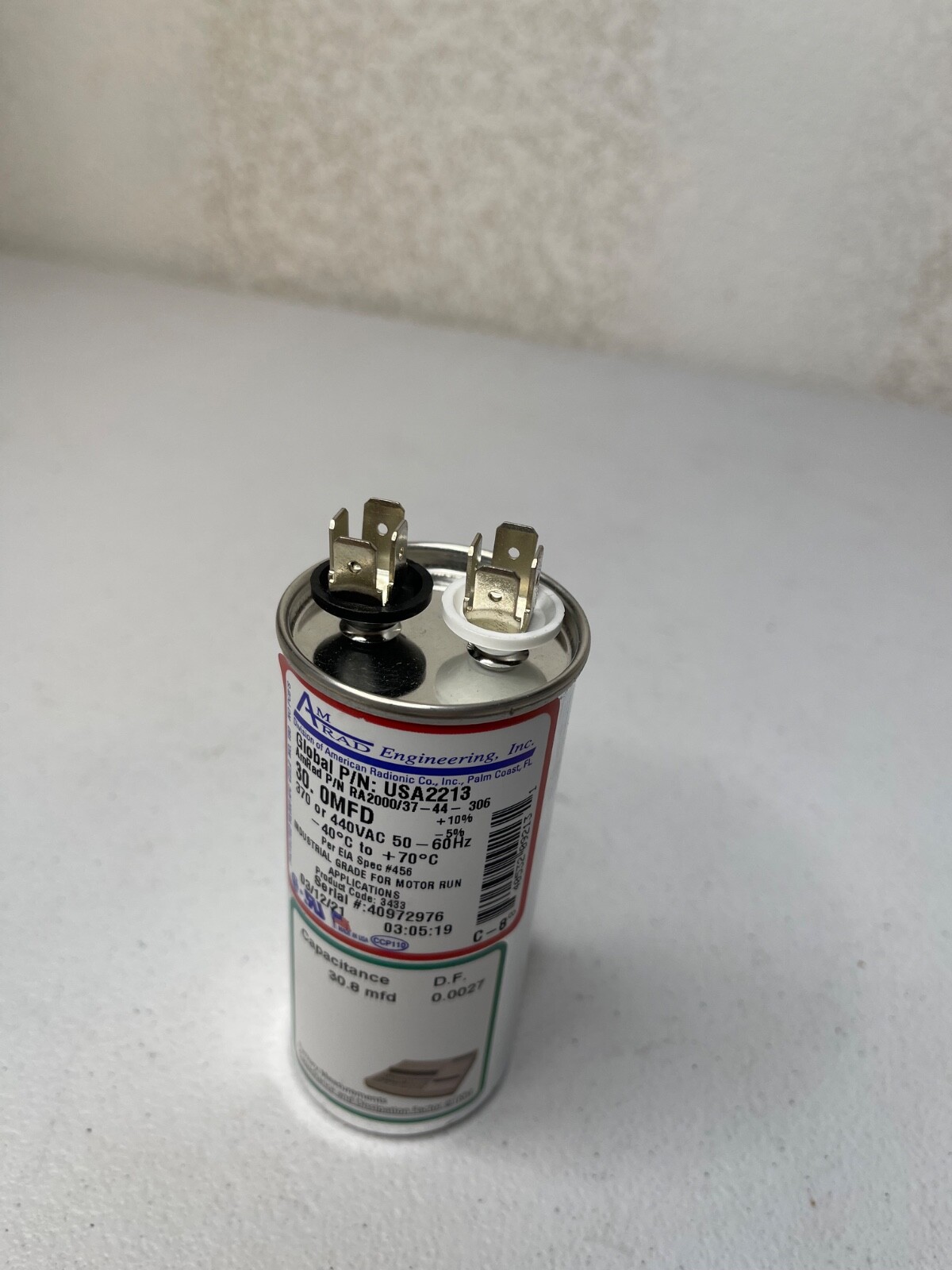 New AmRad USA2213 Round Run Capacitor