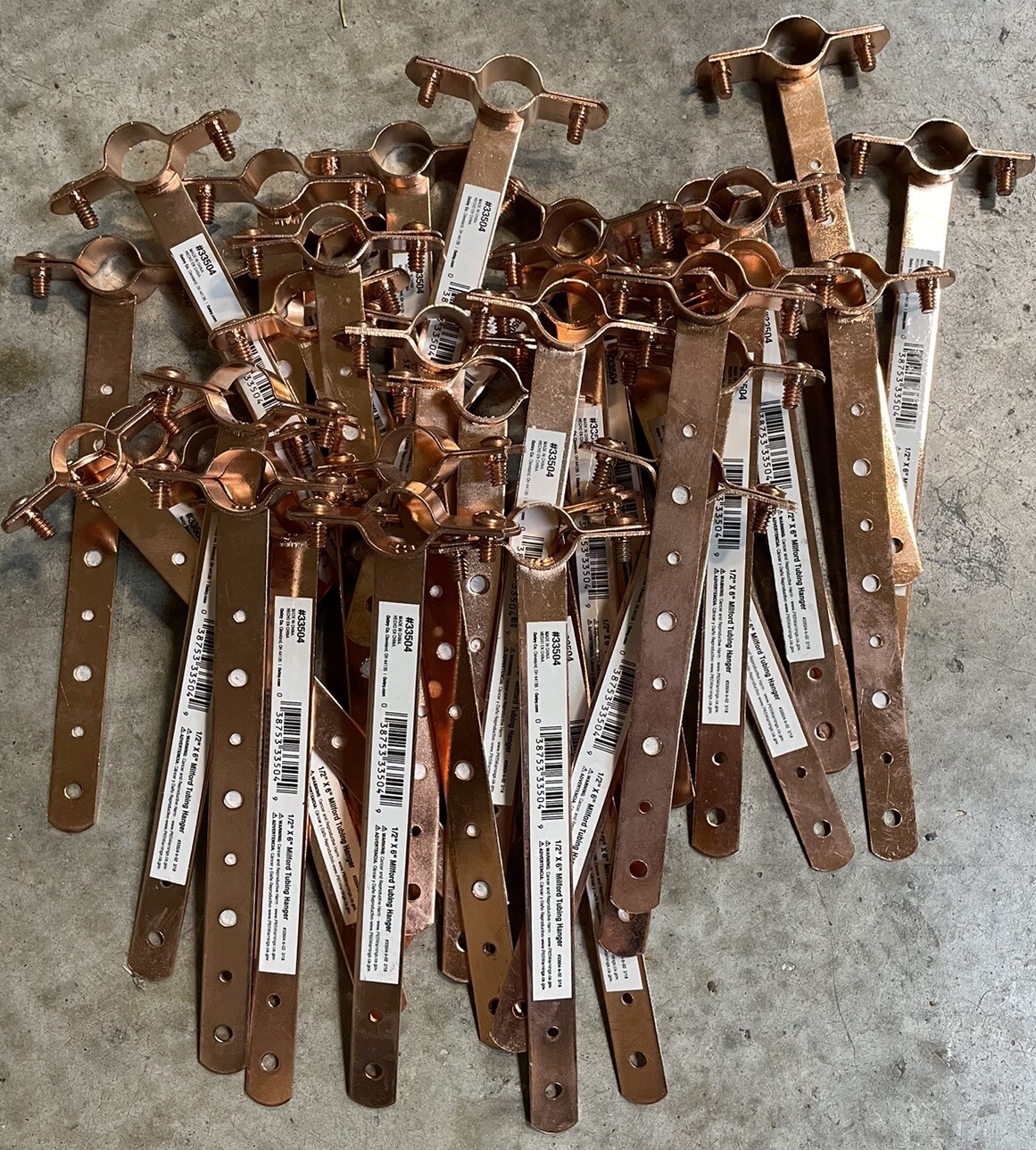 Lot Of 35- Oatey 33504 1/2" x 6" Copper Plated Milford Type Pipe Hanger Strap