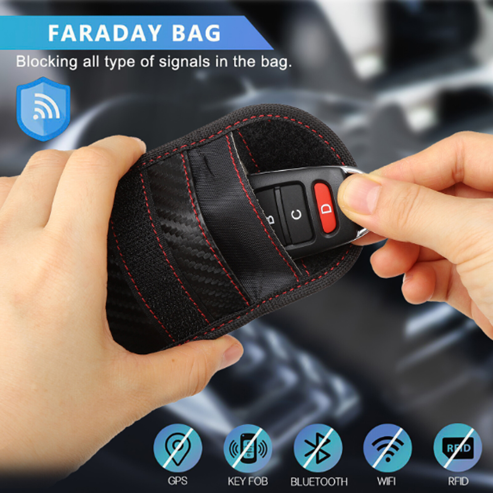 Car Key Signal Blocker Bag Faraday Fob Pouch Keyless RFID Security Blocking Case