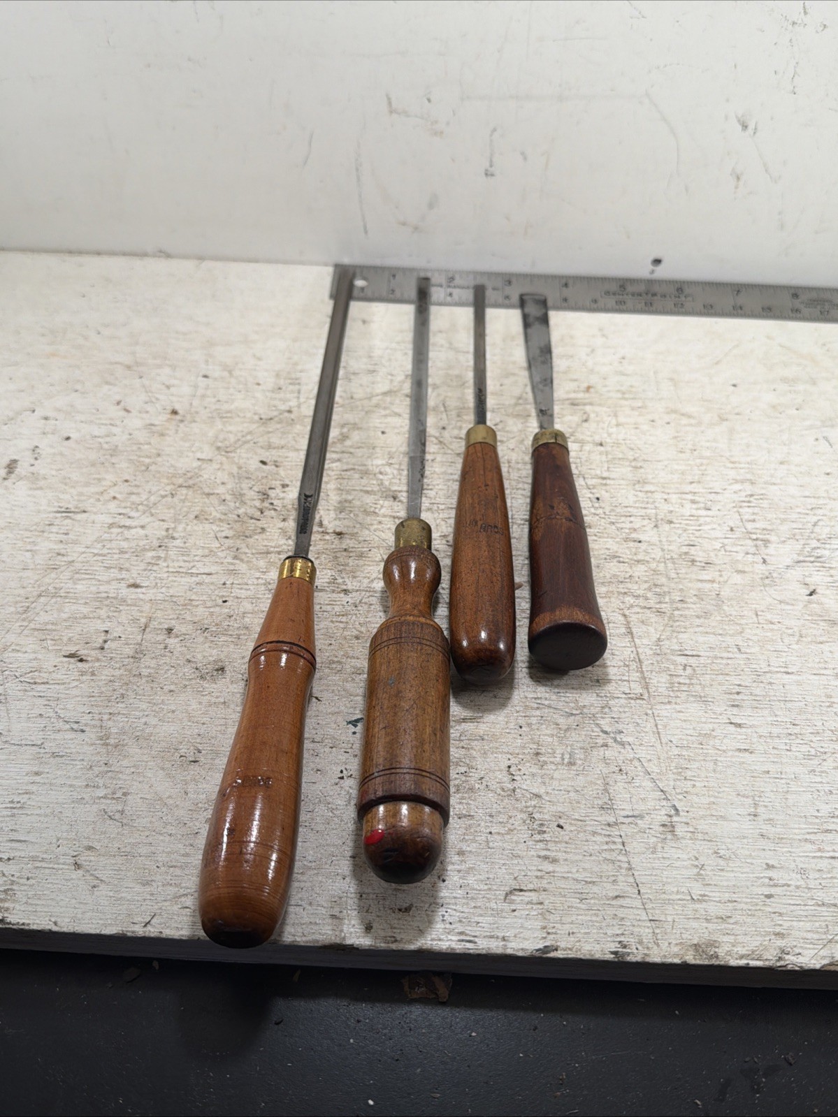LOT OF 4 Vintage ASSORTED BUCK BROTHERS CARVING Gouging CHISELS As Found