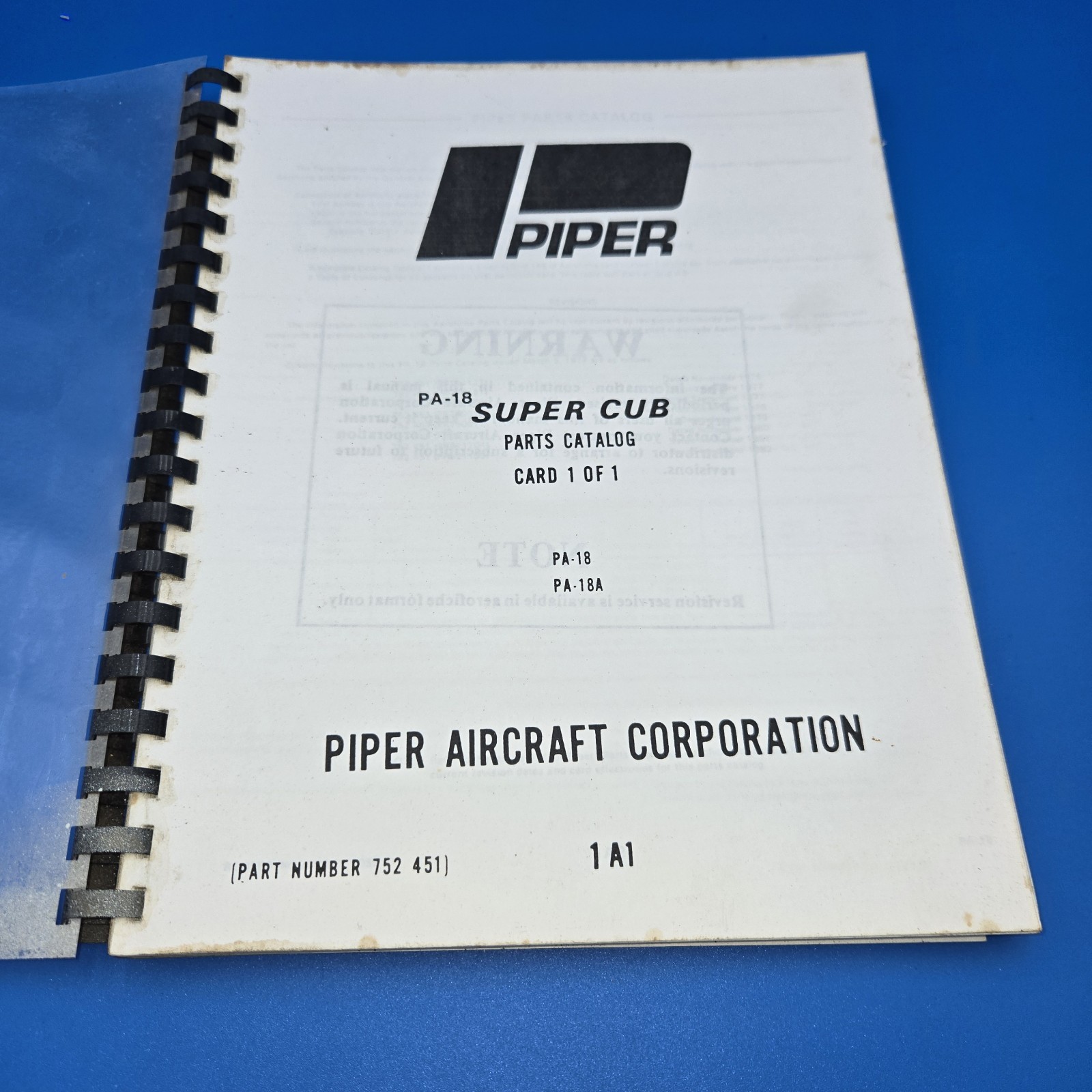 Piper PA-18-18A Super Cub Parts Catalog Part No. 752 451