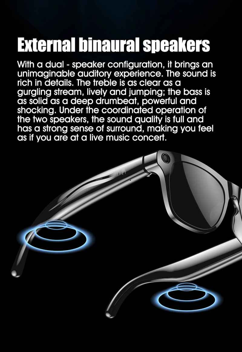 4K HD AI Smart Glasses Multifunctional Bluetooth Call Voice Assistant Control Sm
