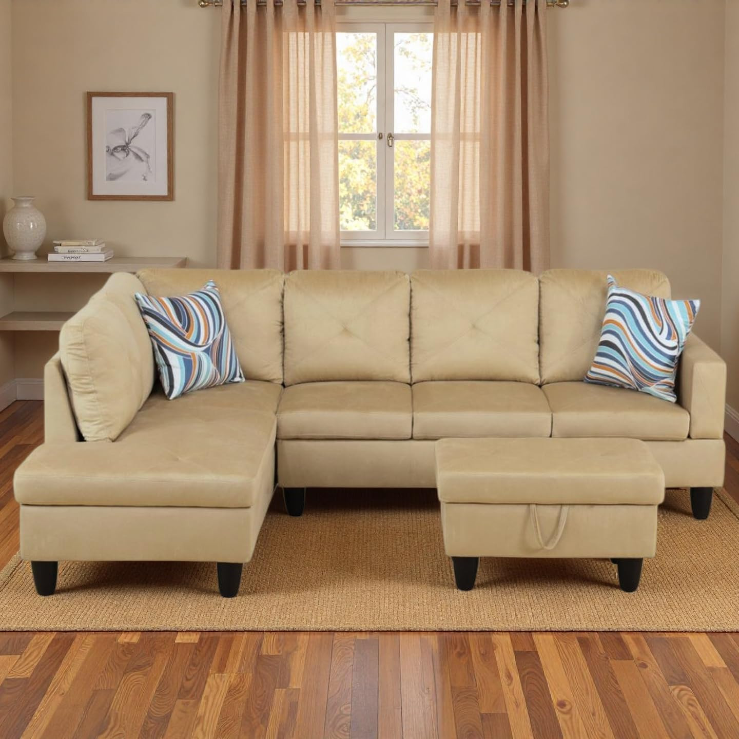 3-Piece L-Shaped Modular Leather Sofa – Convertible Sectional Couch with Movable