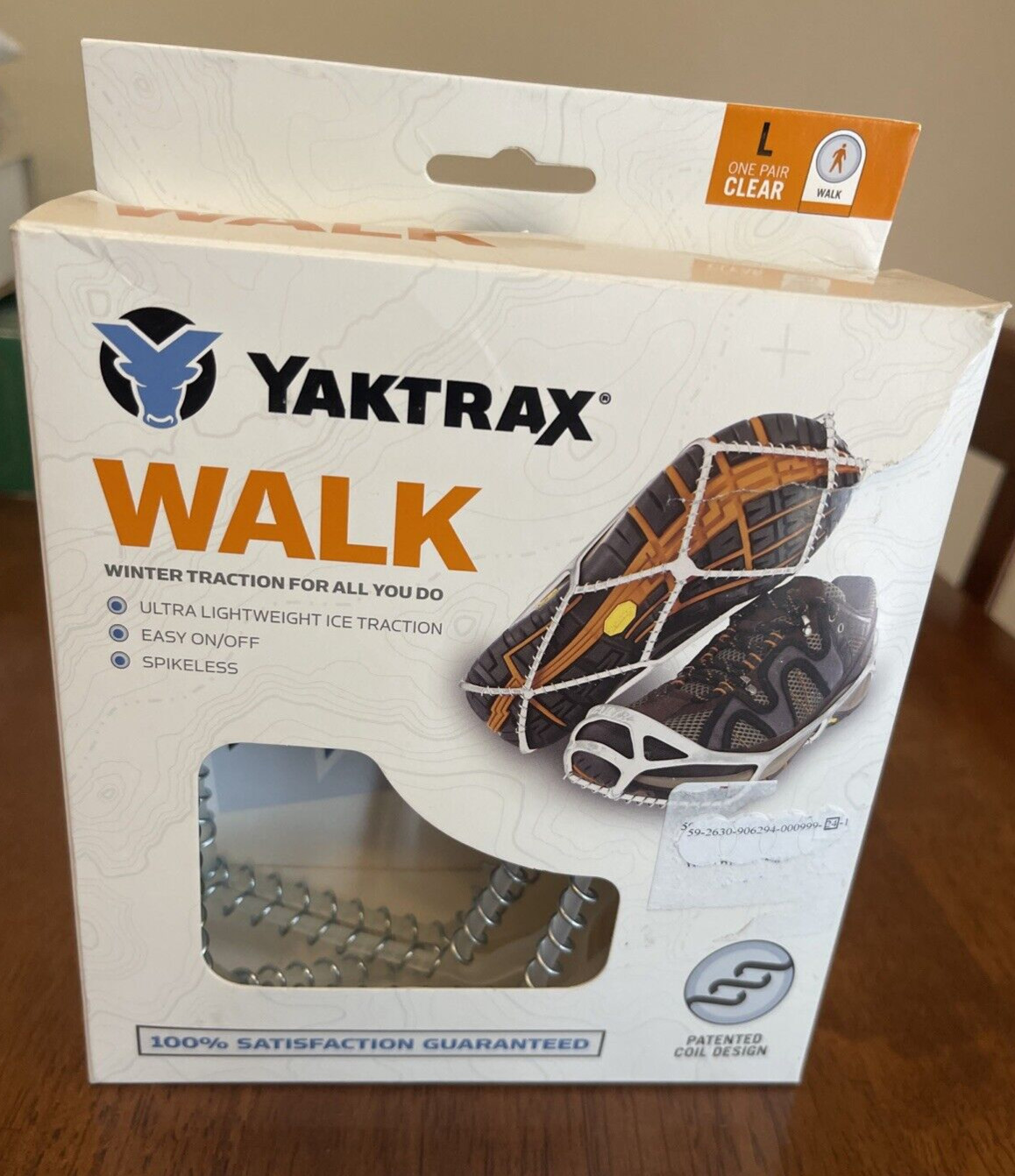 YAKTRAX SLING ADULT UNISEX LARGE  NEW OPEN BOX. CLEAR